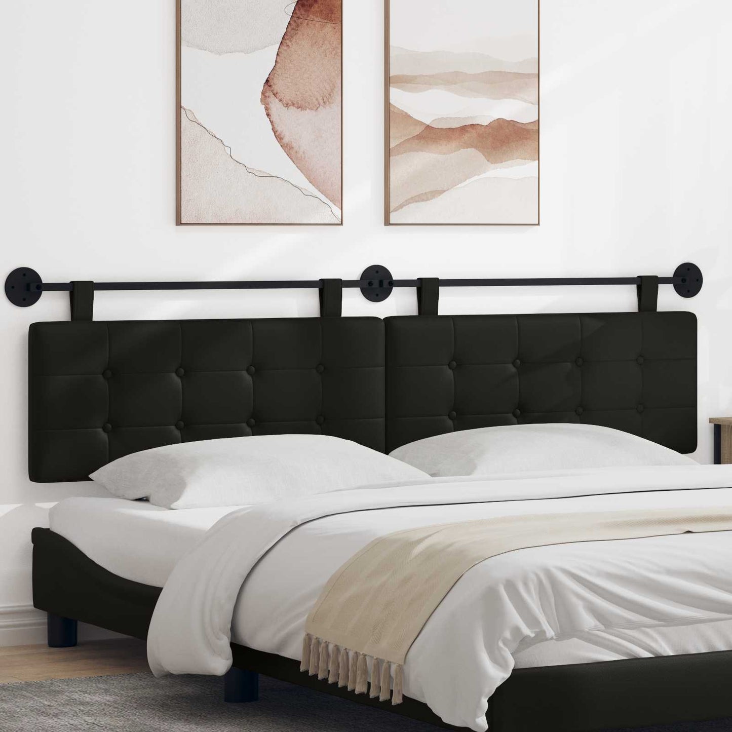 Hangend hoofdbord Zwart Kunstleer is nu te koop bij PeponiXL, paradijselijk wonen!