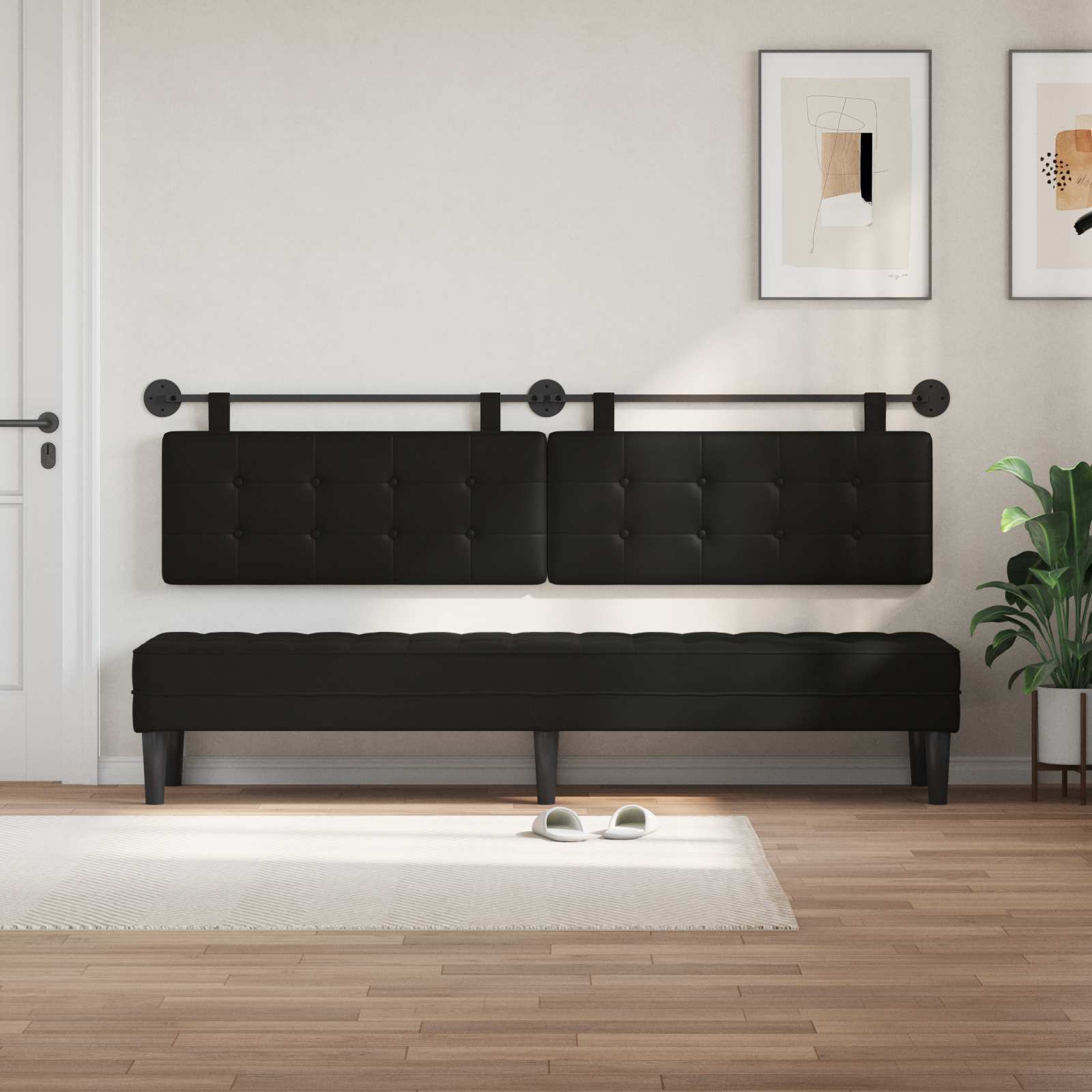 Hangend hoofdbord Zwart Kunstleer is nu te koop bij PeponiXL, paradijselijk wonen!