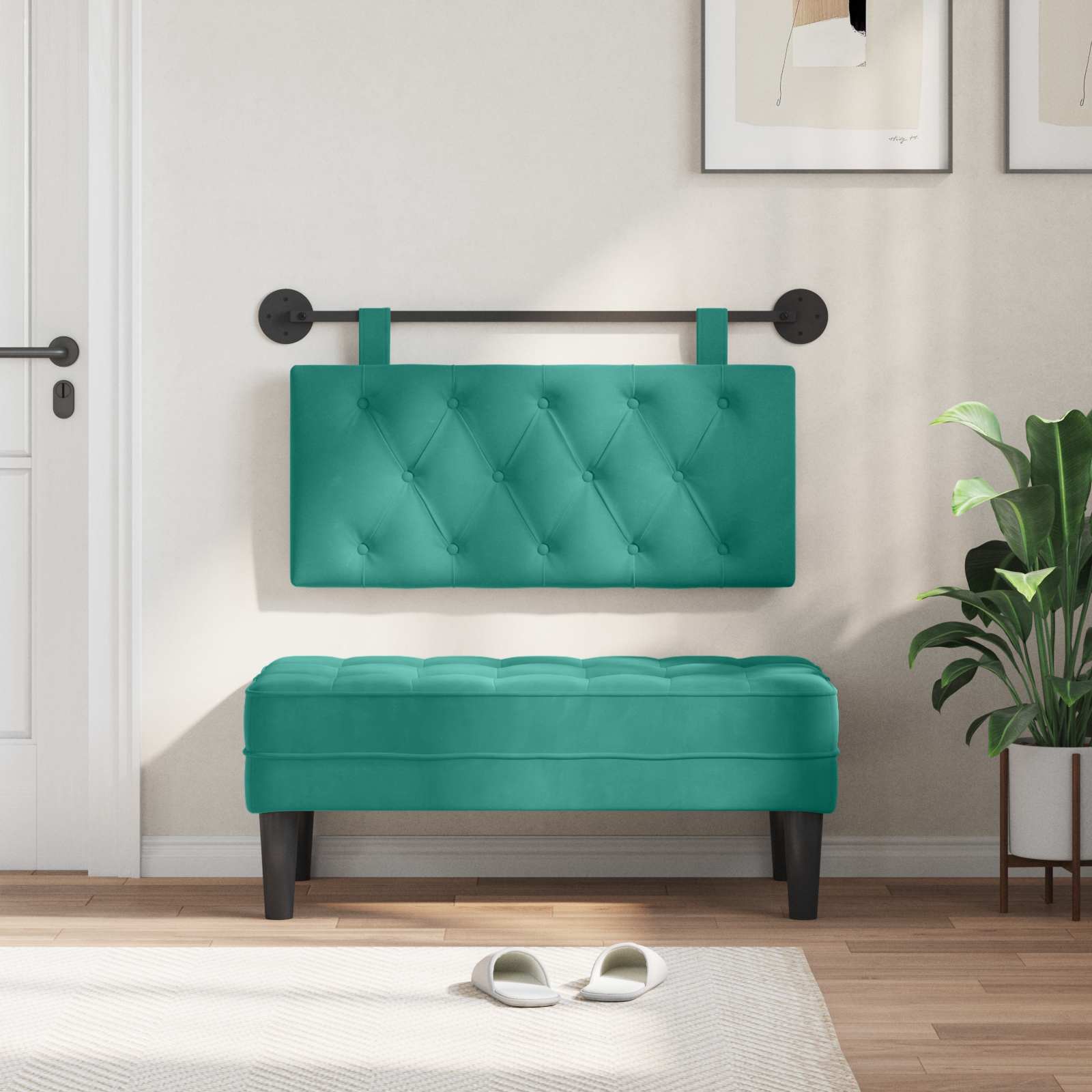Hangend hoofdbord Turquoise Fluweel is nu te koop bij PeponiXL, paradijselijk wonen!