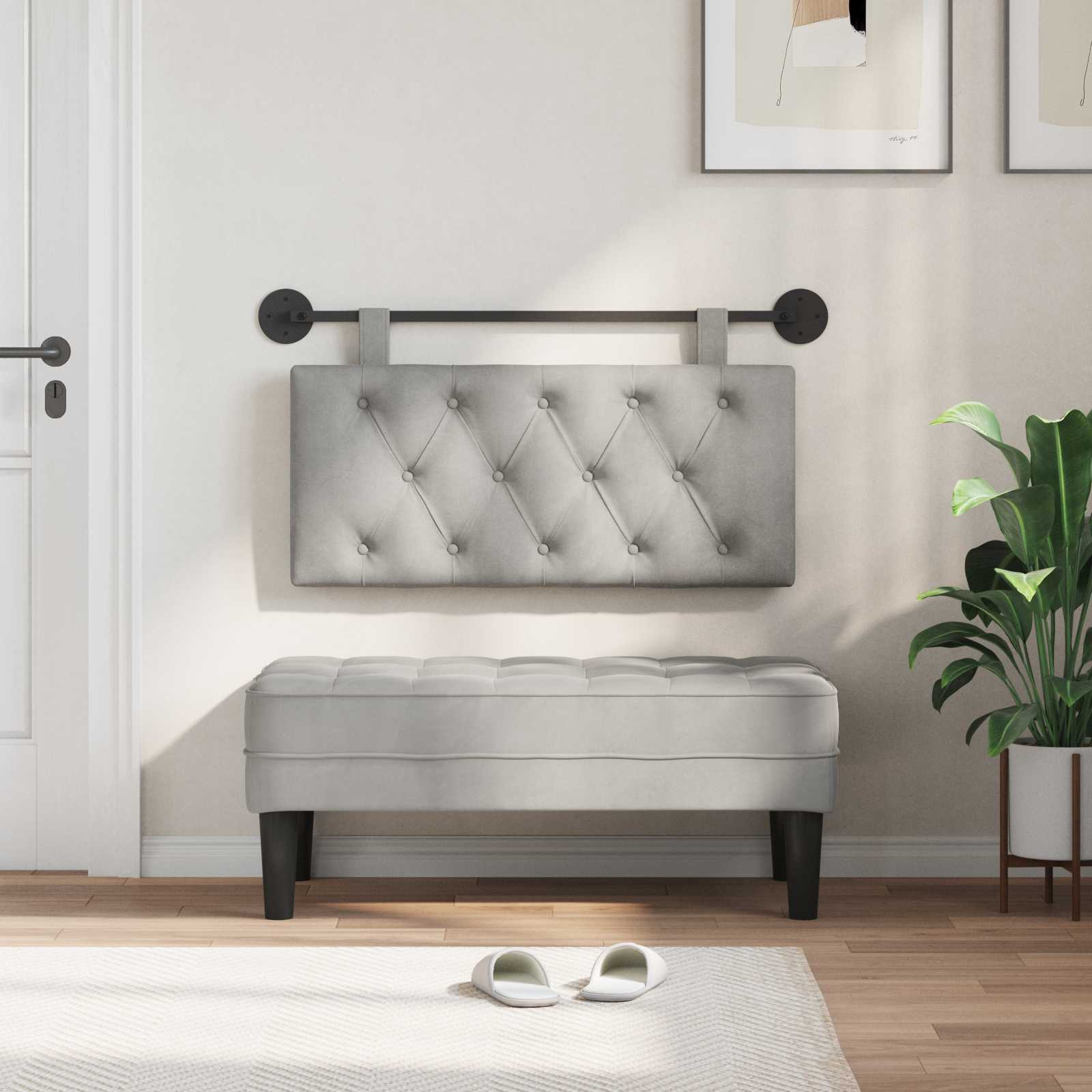 Hangend hoofdbord Lichtgrijs Fluweel is nu te koop bij PeponiXL, paradijselijk wonen!