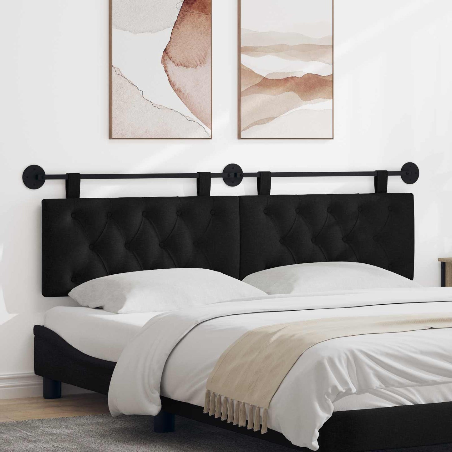 Hangend hoofdbord Zwart Stof is nu te koop bij PeponiXL, paradijselijk wonen!