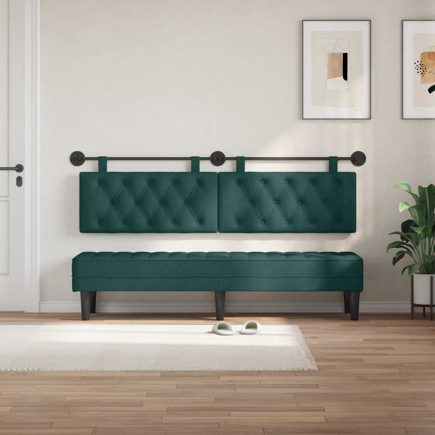 Hangend hoofdbord Donkergroen Stof is nu te koop bij PeponiXL, paradijselijk wonen!