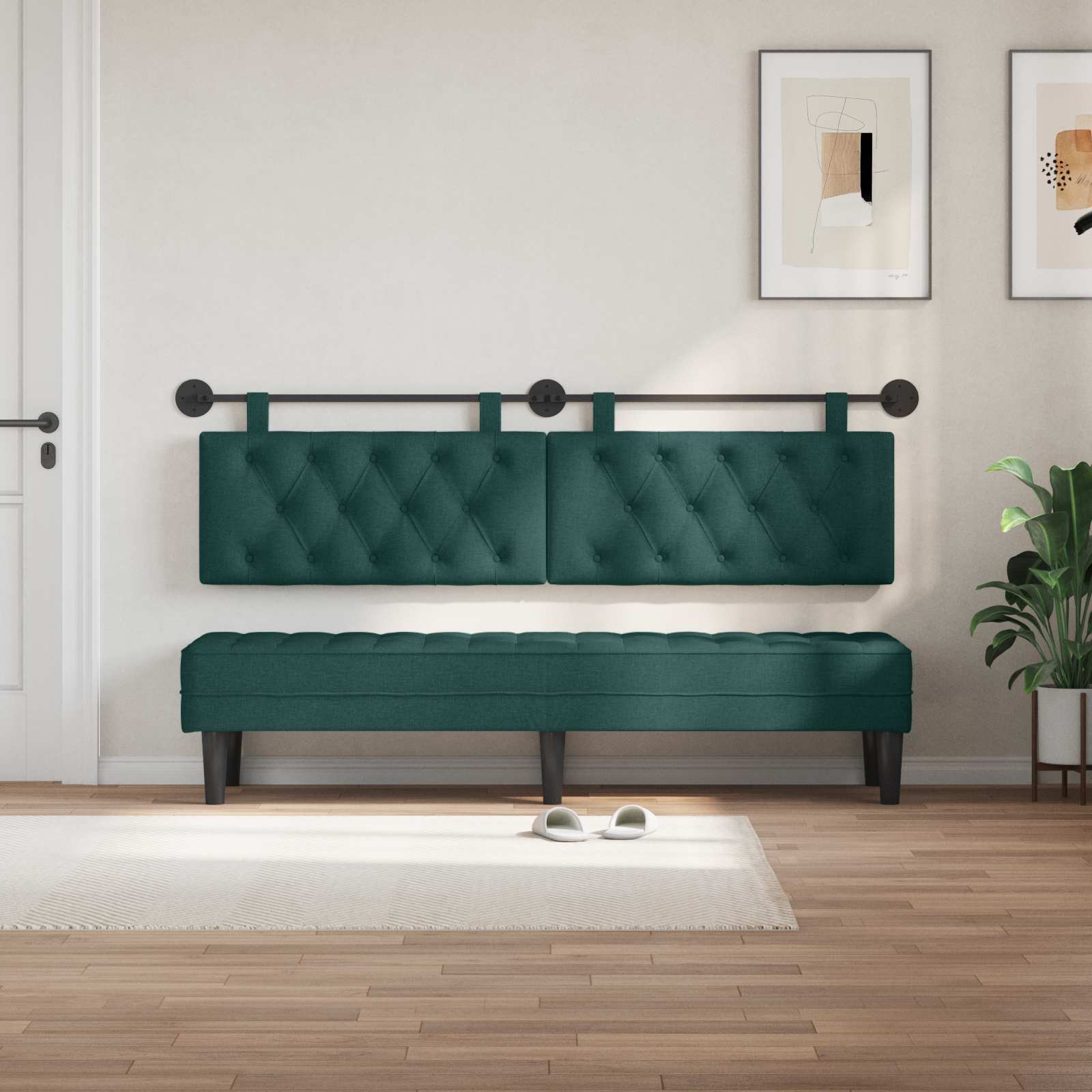 Hangend hoofdbord Donkergroen Stof is nu te koop bij PeponiXL, paradijselijk wonen!