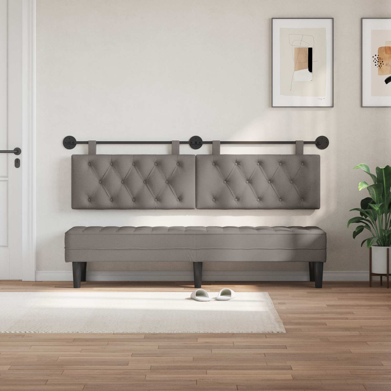 Hangend hoofdbord Taupe Stof is nu te koop bij PeponiXL, paradijselijk wonen!