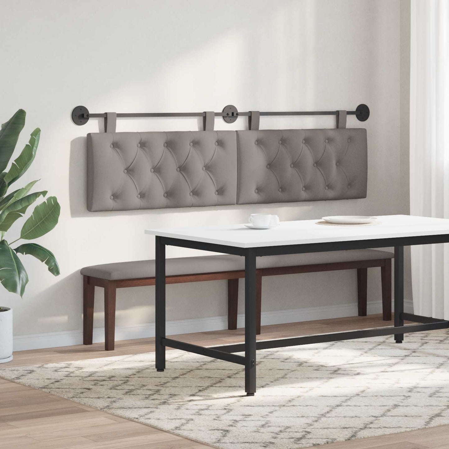 Hangend hoofdbord Taupe Stof is nu te koop bij PeponiXL, paradijselijk wonen!