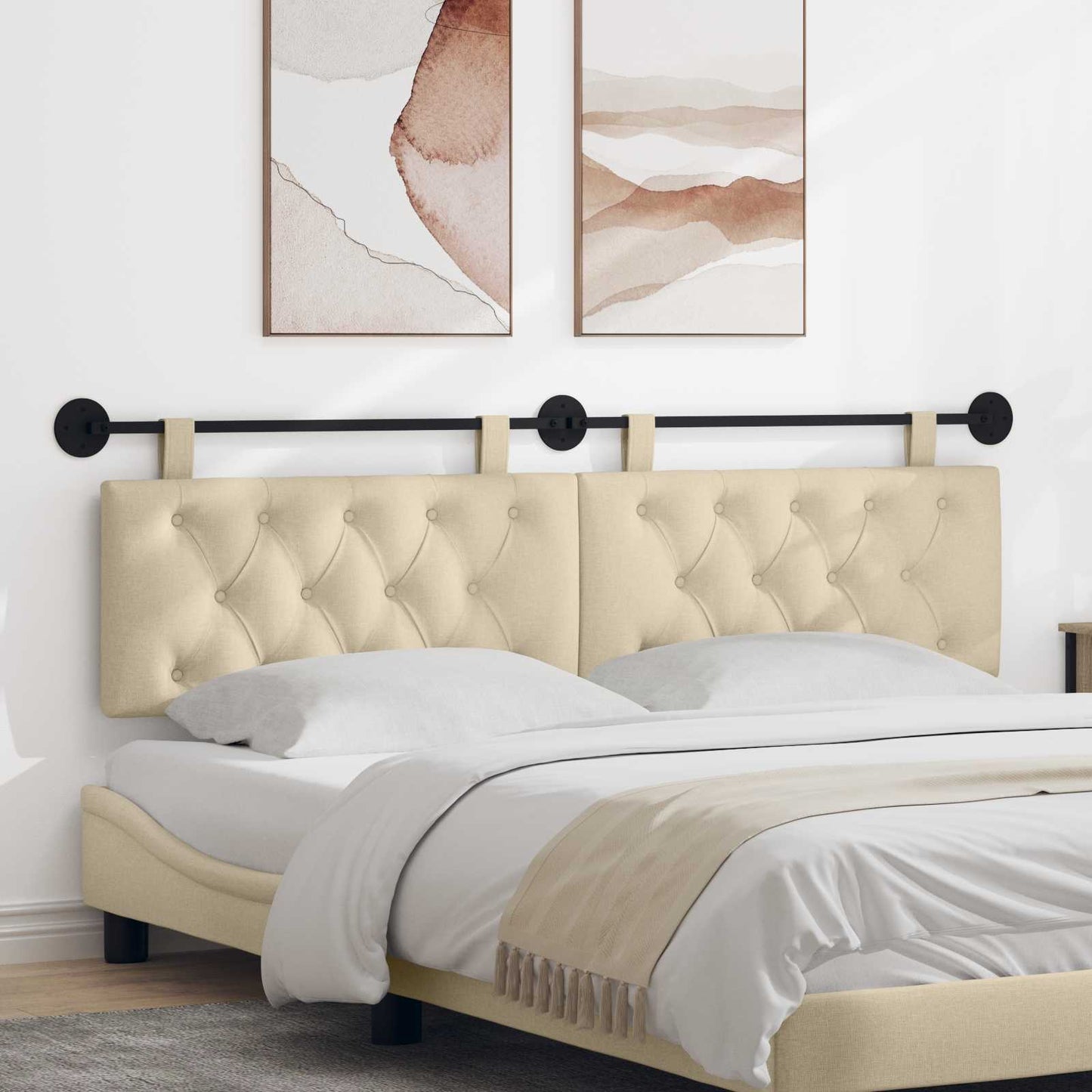 Hangend hoofdbord Crèmekleurig Stof is nu te koop bij PeponiXL, paradijselijk wonen!