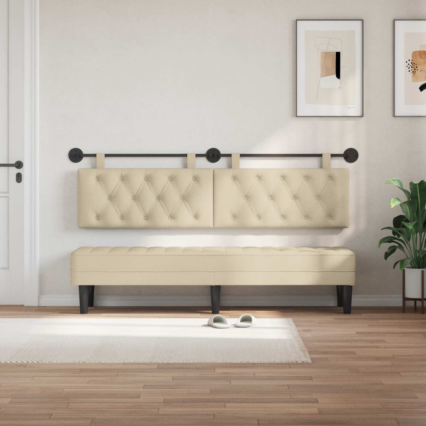 Hangend hoofdbord Crèmekleurig Stof is nu te koop bij PeponiXL, paradijselijk wonen!