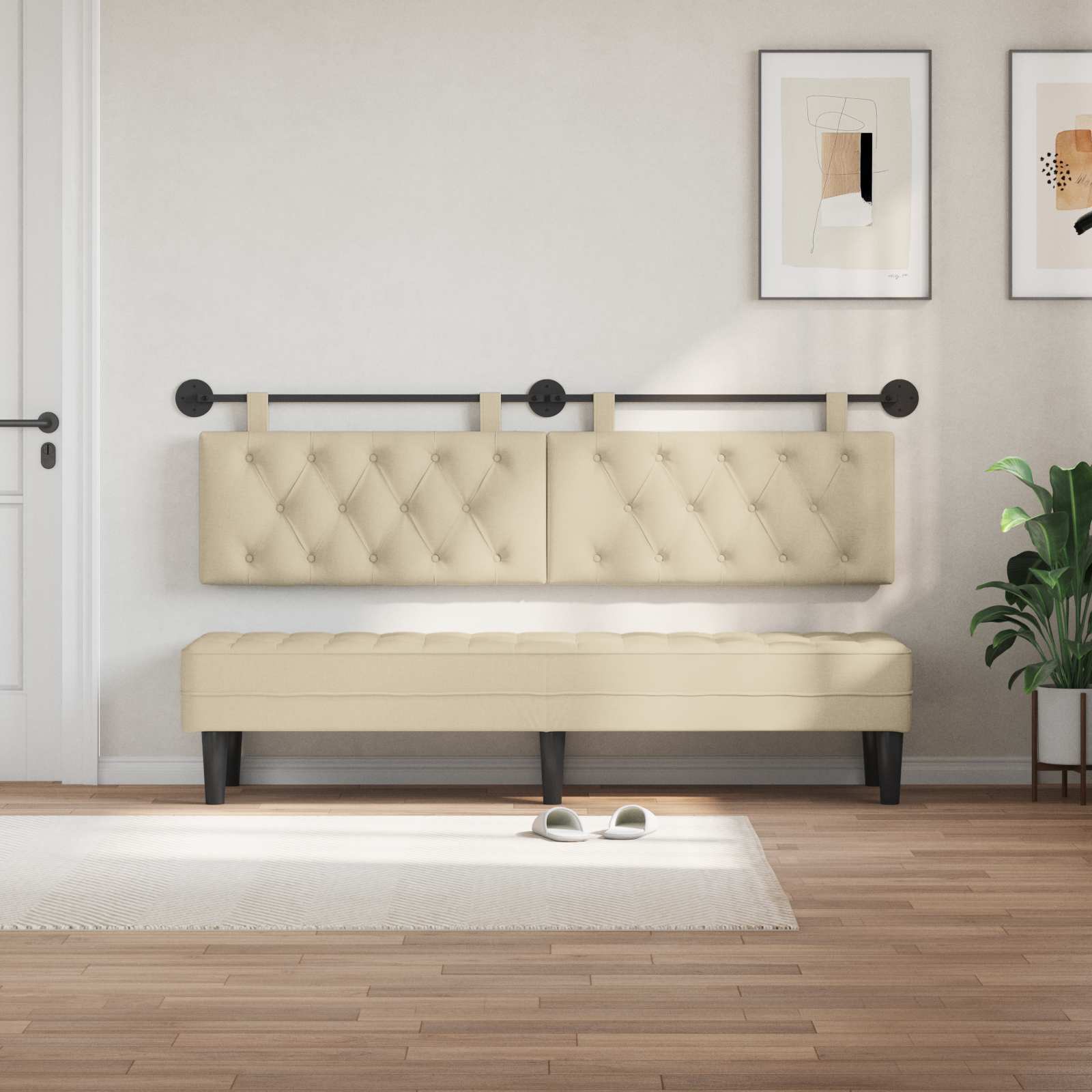 Hangend hoofdbord Crèmekleurig Stof is nu te koop bij PeponiXL, paradijselijk wonen!