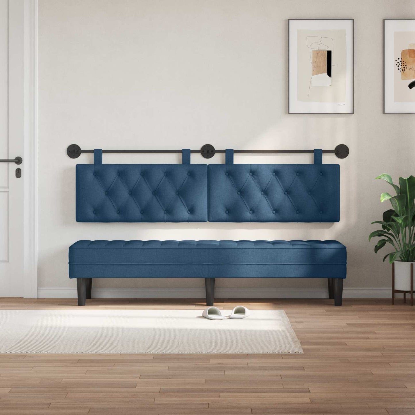 Hangend hoofdbord Blauw Stof is nu te koop bij PeponiXL, paradijselijk wonen!