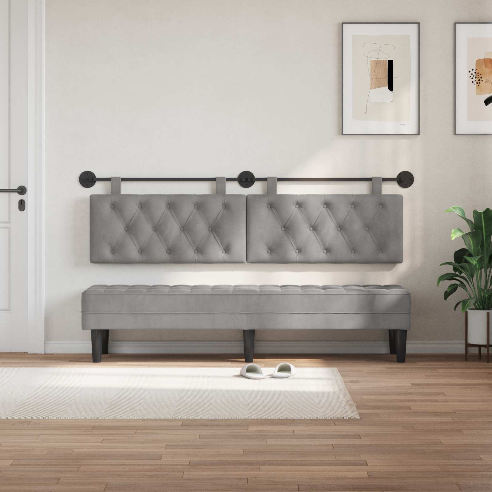 Hangend hoofdbord Lichtgrijs Fluweel is nu te koop bij PeponiXL, paradijselijk wonen!