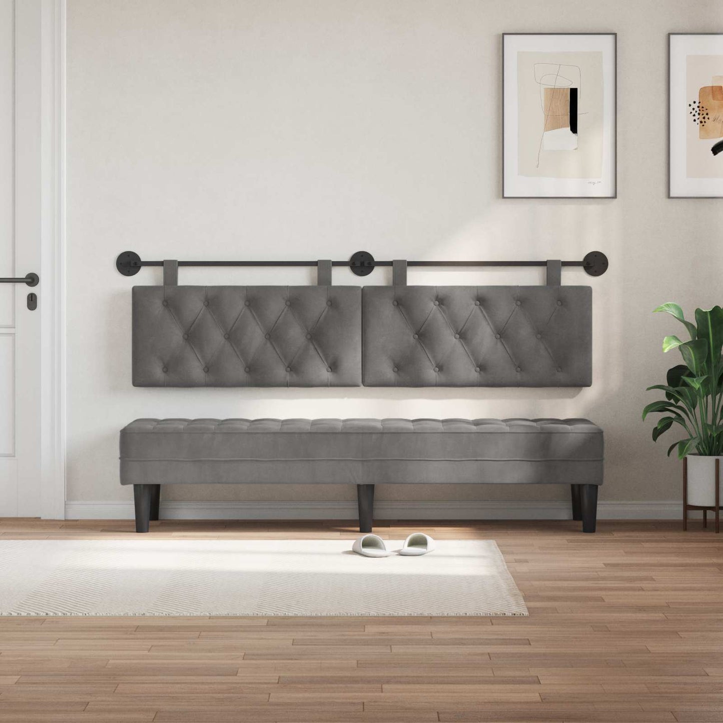 Hangend hoofdbord Donkergrijs Fluweel is nu te koop bij PeponiXL, paradijselijk wonen!