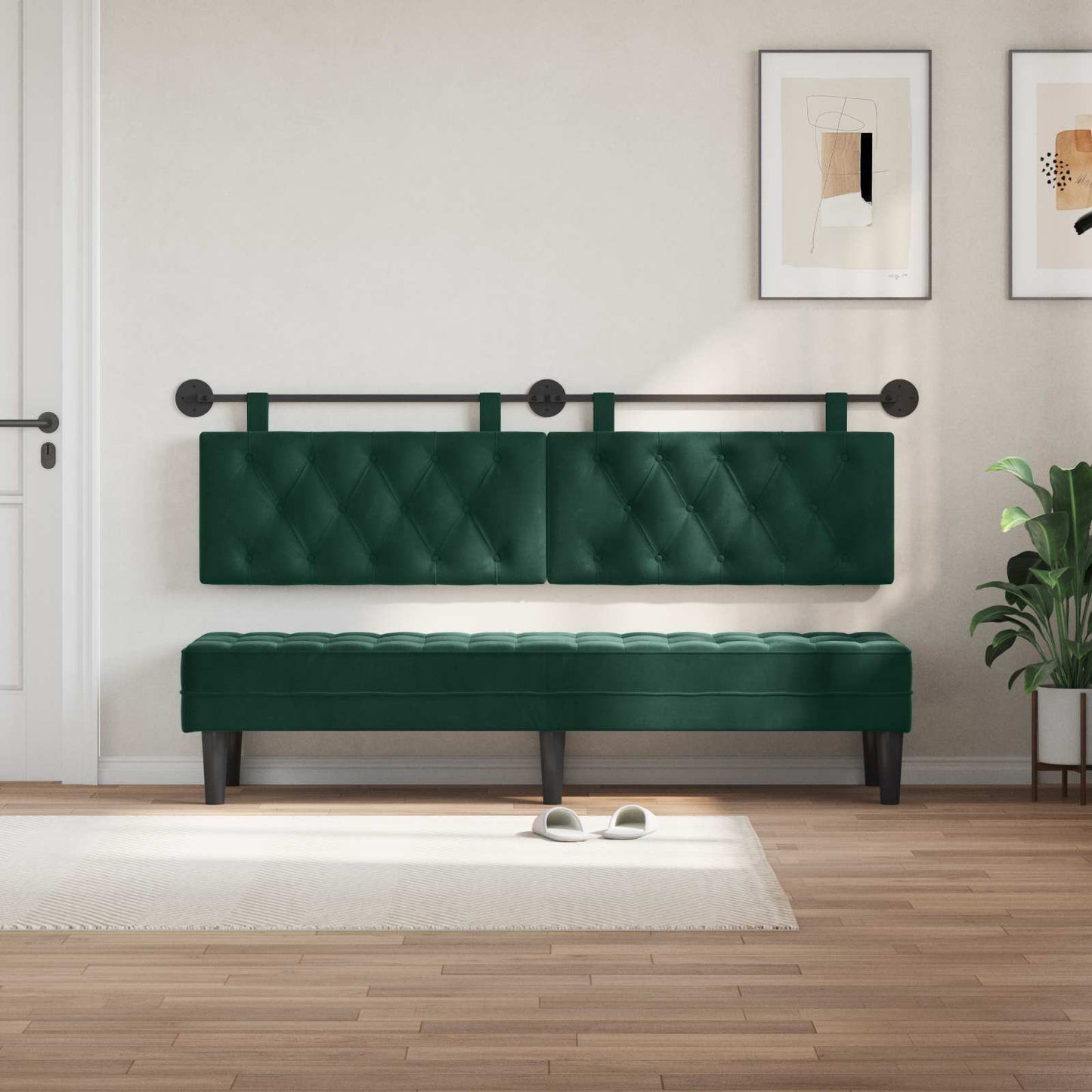 Hangend hoofdbord Donkergroen Fluweel is nu te koop bij PeponiXL, paradijselijk wonen!