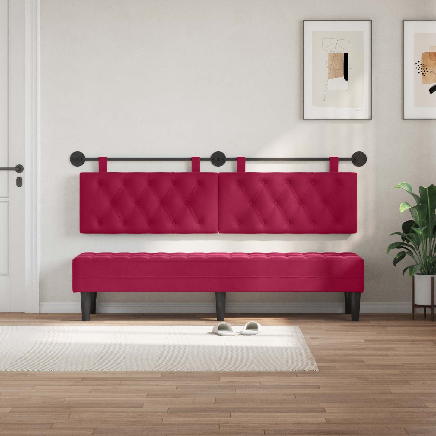 Hangend hoofdbord Wijnrood Fluweel is nu te koop bij PeponiXL, paradijselijk wonen!