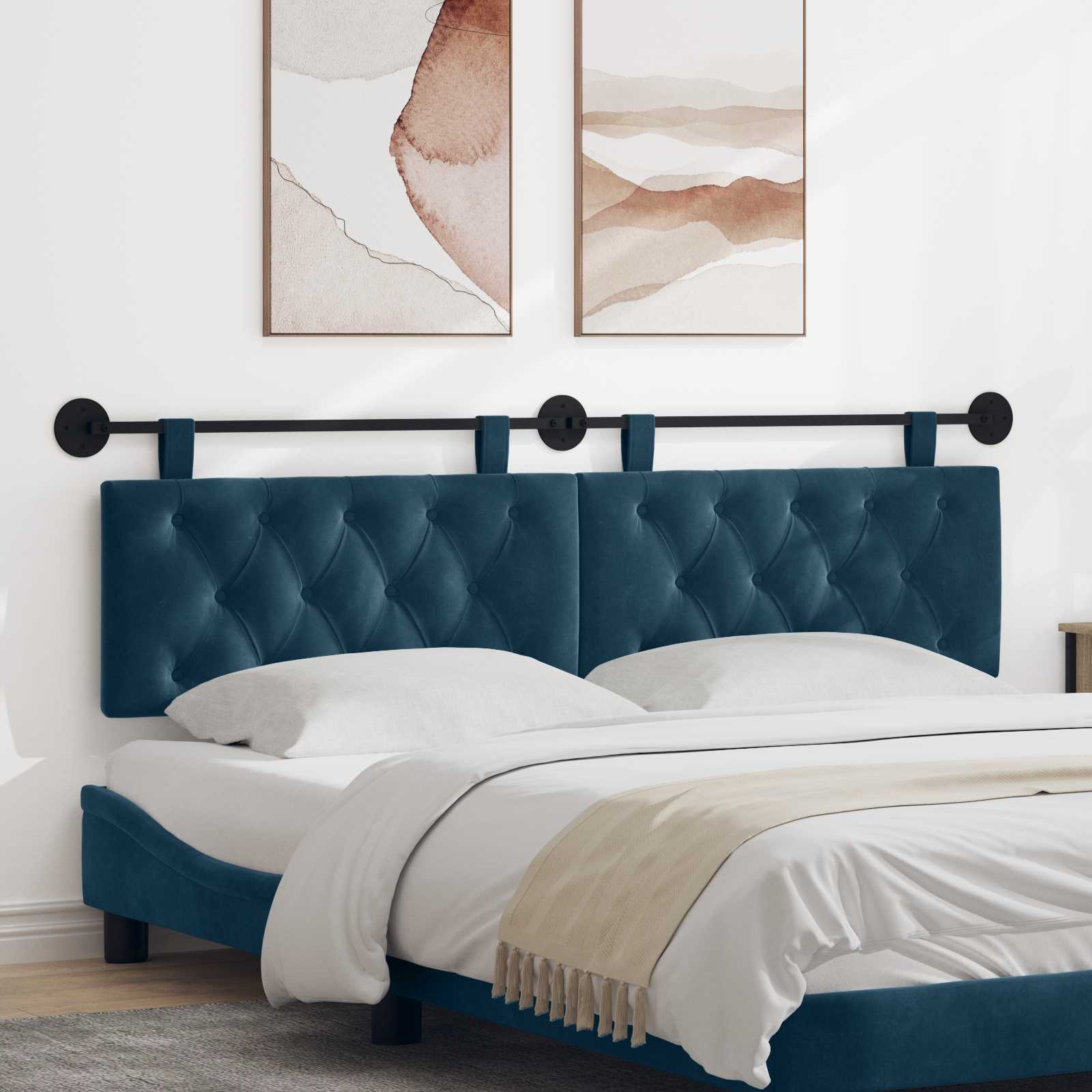 Hangend hoofdbord Blauw Fluweel is nu te koop bij PeponiXL, paradijselijk wonen!