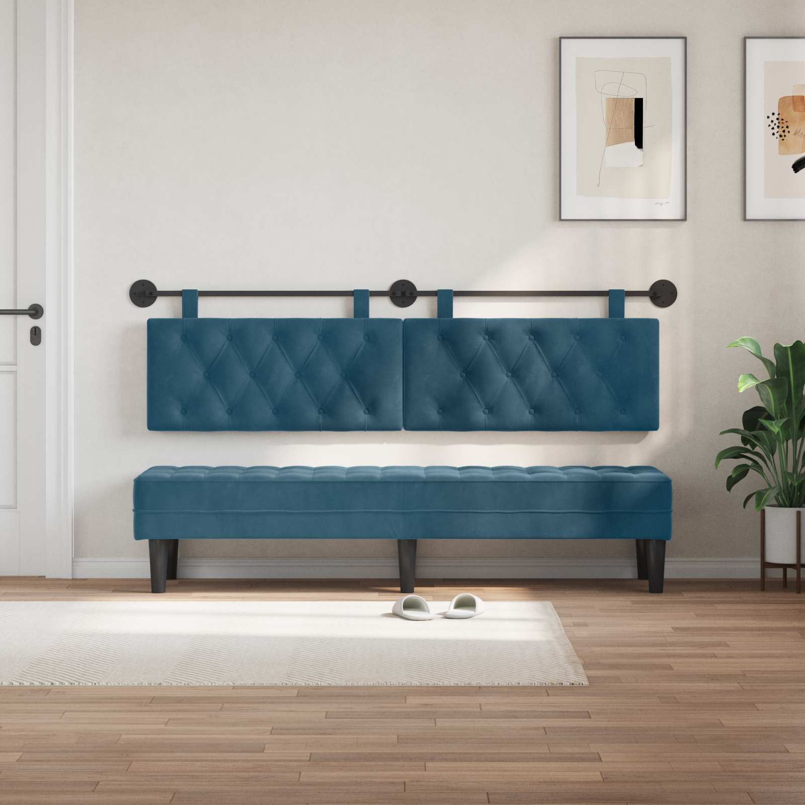 Hangend hoofdbord Blauw Fluweel is nu te koop bij PeponiXL, paradijselijk wonen!