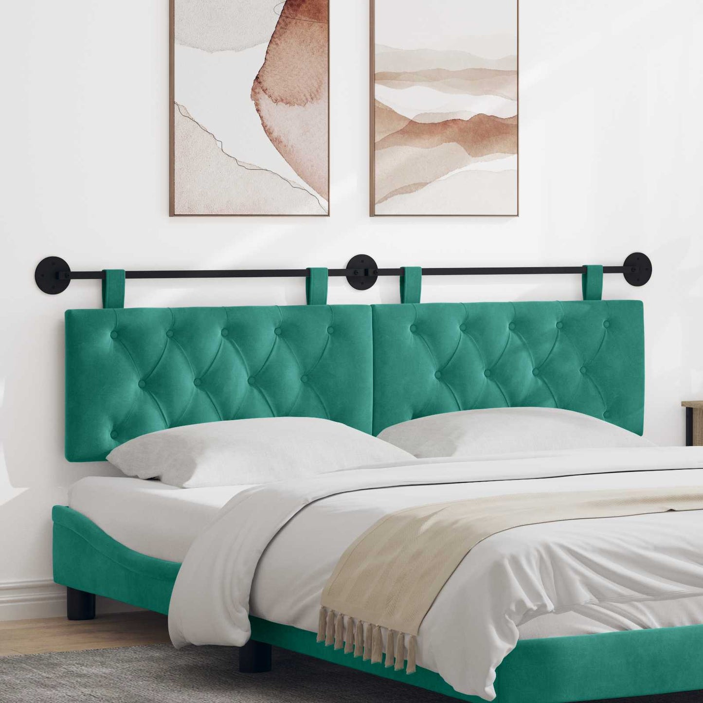 Hangend hoofdbord Turquoise Fluweel is nu te koop bij PeponiXL, paradijselijk wonen!