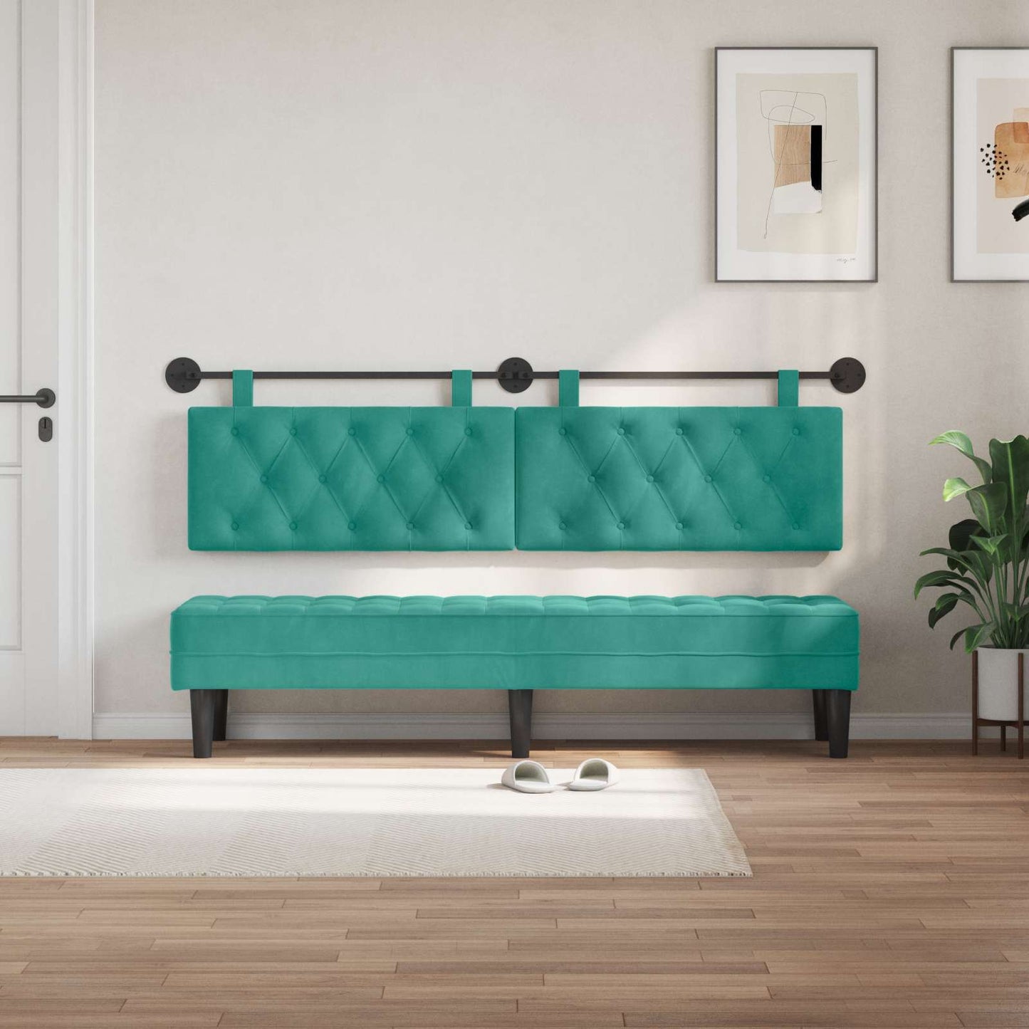 Hangend hoofdbord Turquoise Fluweel is nu te koop bij PeponiXL, paradijselijk wonen!