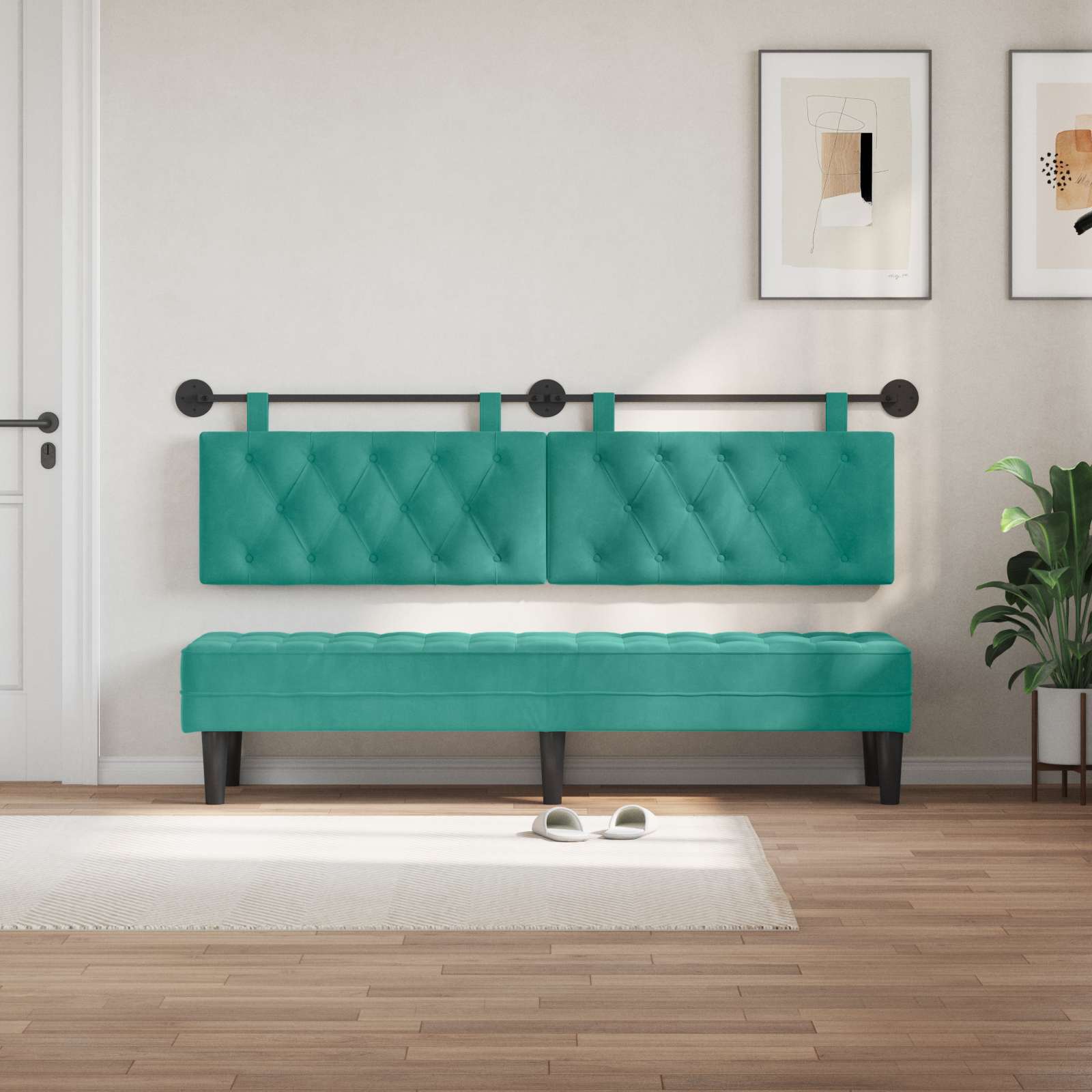 Hangend hoofdbord Turquoise Fluweel is nu te koop bij PeponiXL, paradijselijk wonen!