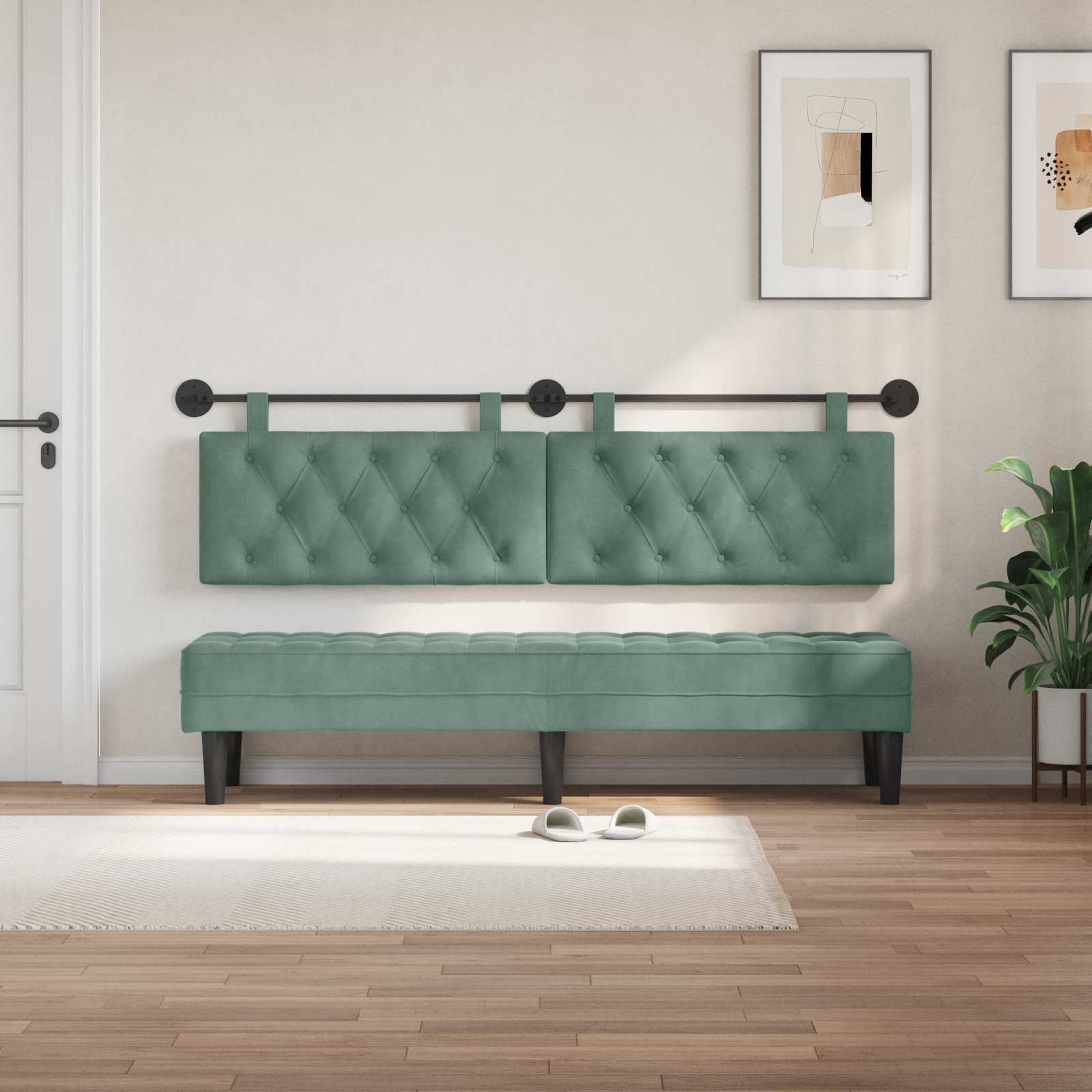Hangend hoofdbord Zeegroen Fluweel is nu te koop bij PeponiXL, paradijselijk wonen!