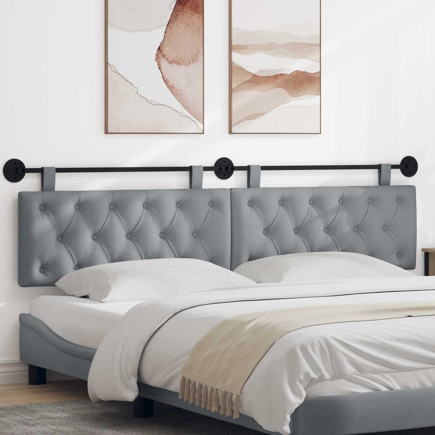 Hangend hoofdbord Lichtgrijs Stof is nu te koop bij PeponiXL, paradijselijk wonen!
