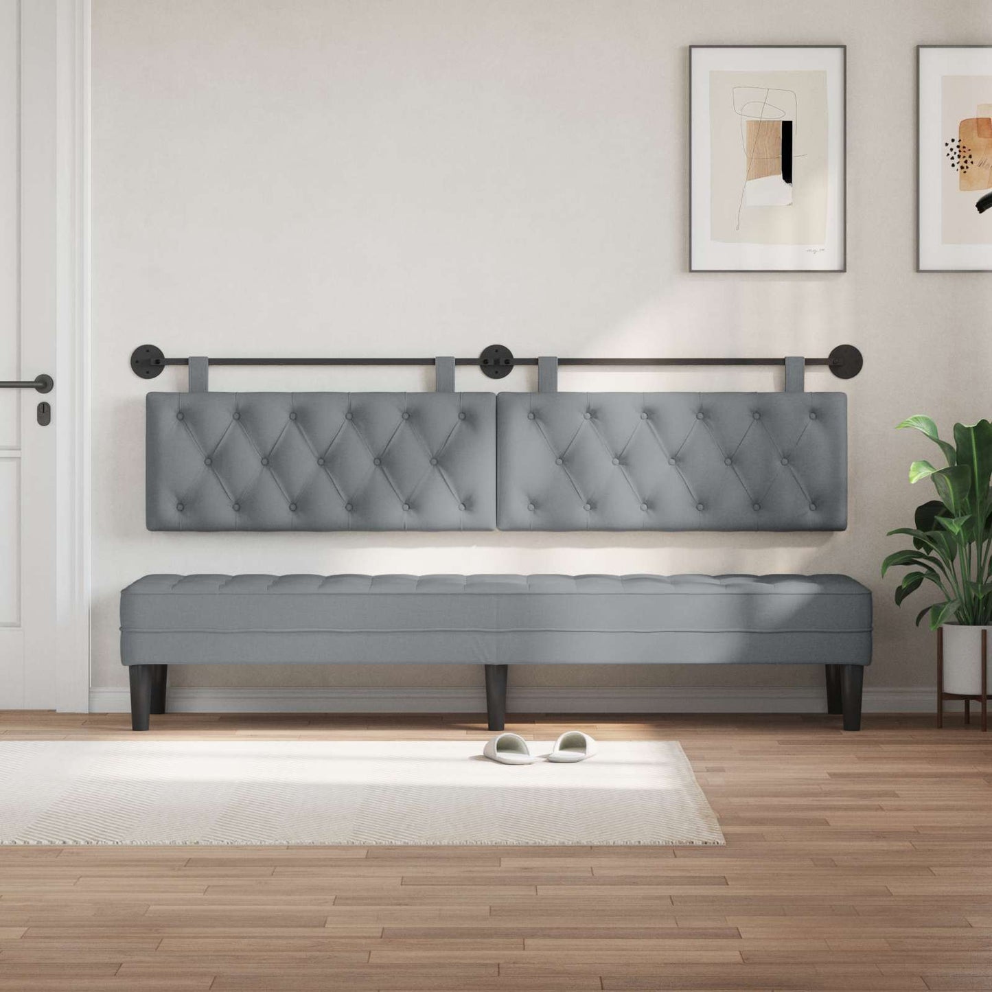 Hangend hoofdbord Lichtgrijs Stof is nu te koop bij PeponiXL, paradijselijk wonen!