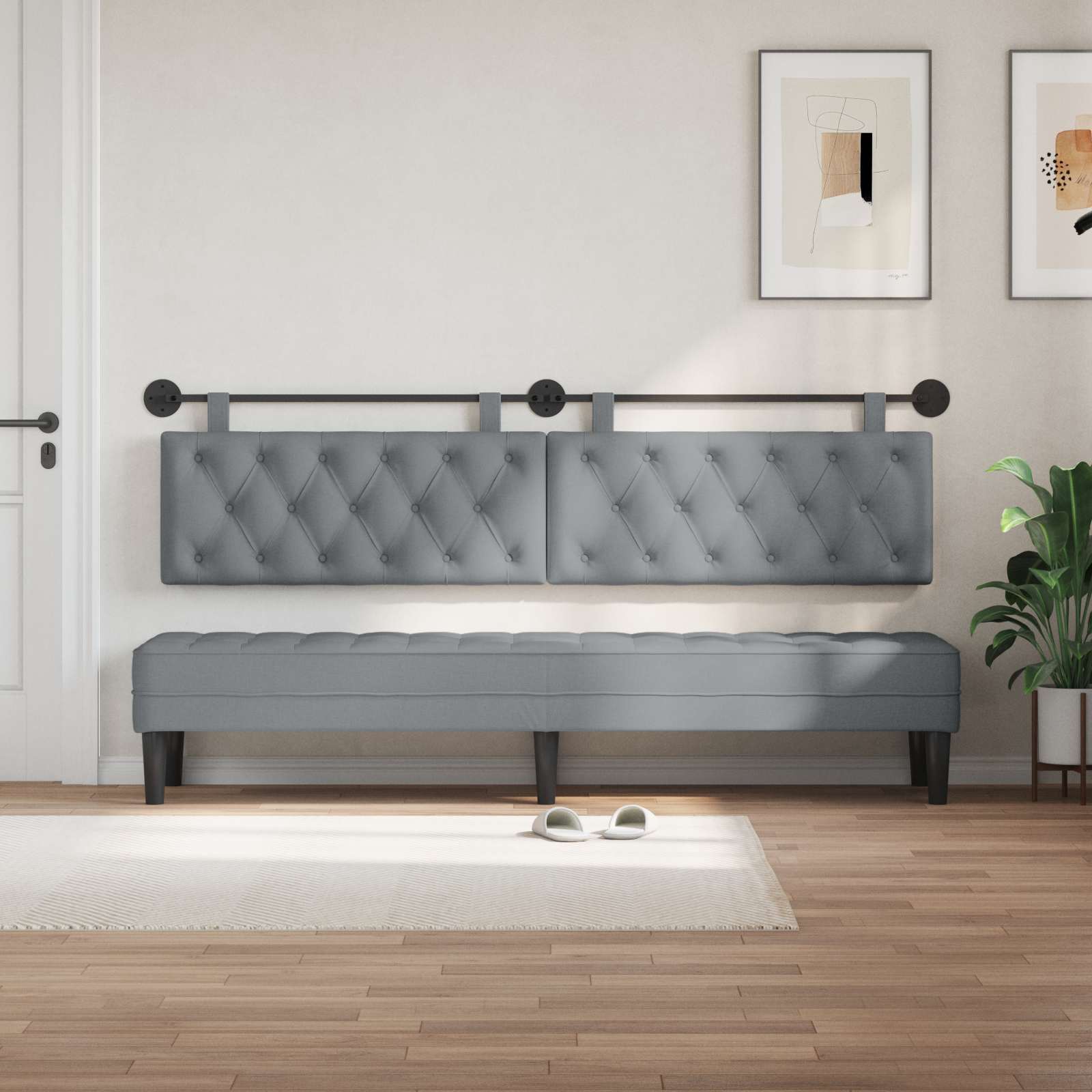Hangend hoofdbord Lichtgrijs Stof is nu te koop bij PeponiXL, paradijselijk wonen!