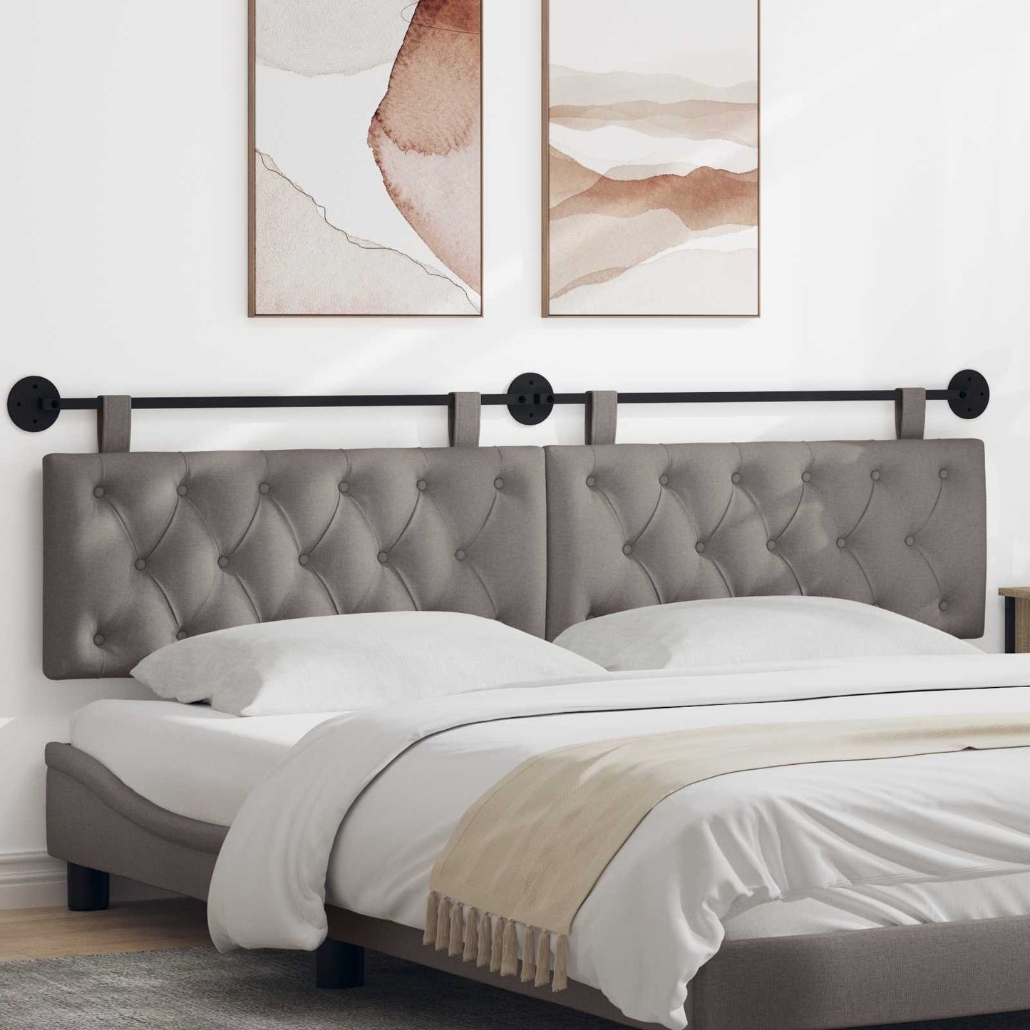 Hangend hoofdbord Taupe Stof is nu te koop bij PeponiXL, paradijselijk wonen!