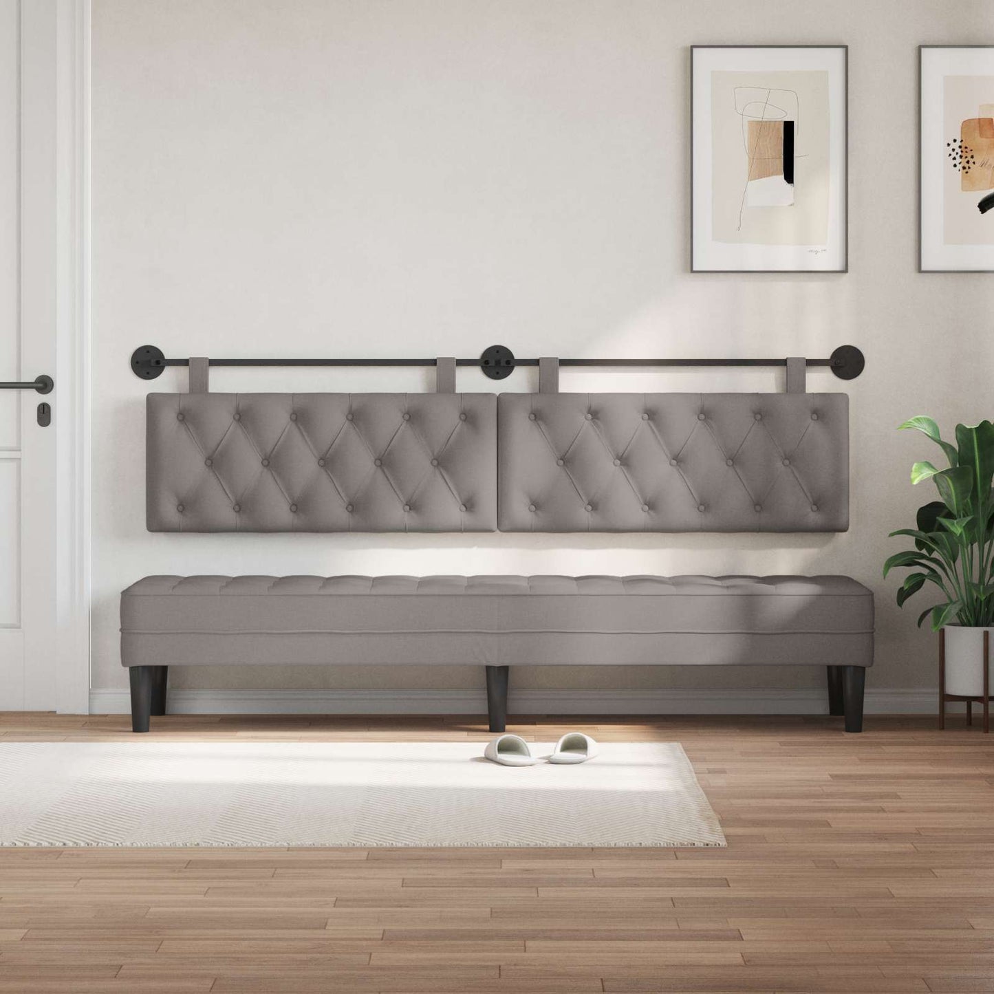 Hangend hoofdbord Taupe Stof is nu te koop bij PeponiXL, paradijselijk wonen!