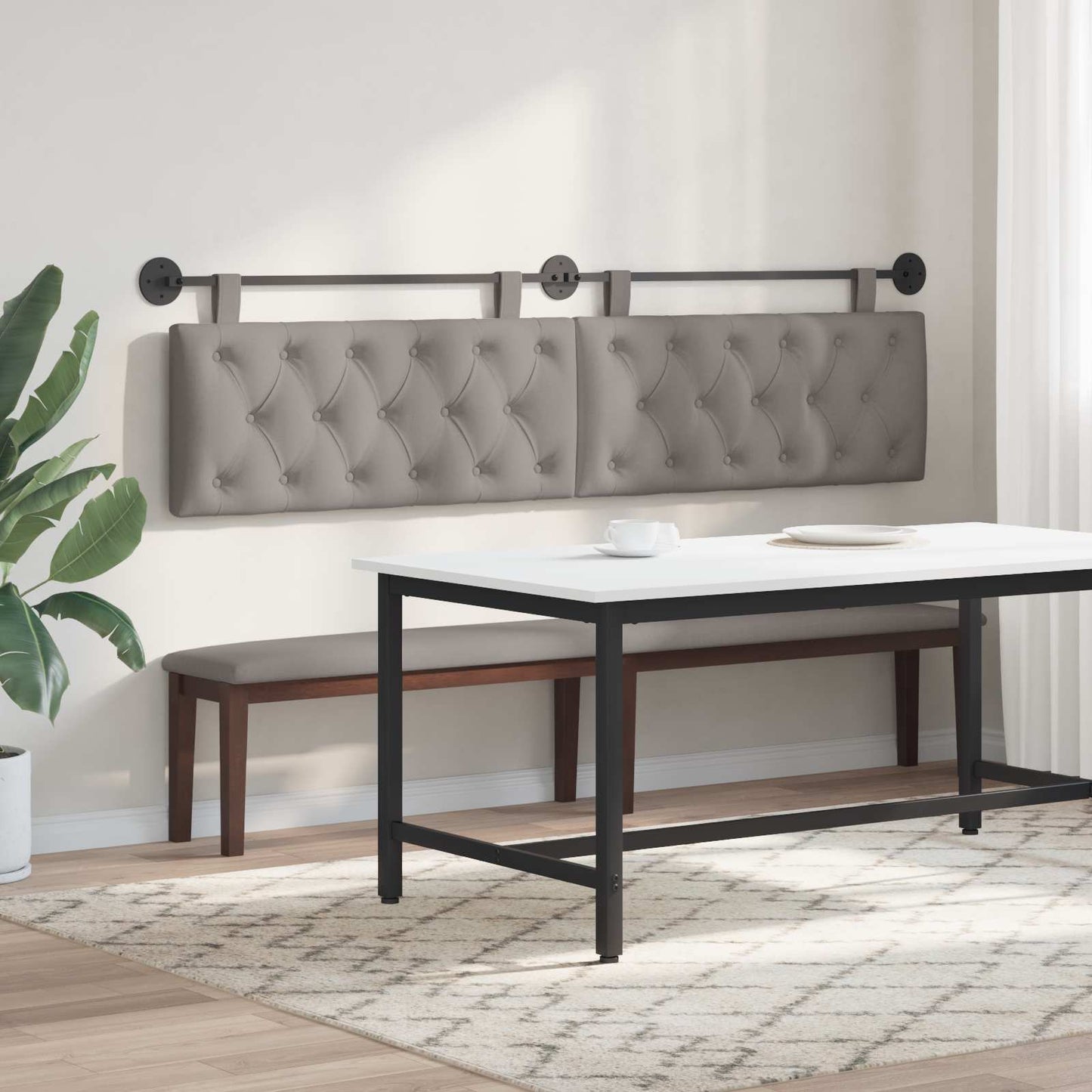 Hangend hoofdbord Taupe Stof is nu te koop bij PeponiXL, paradijselijk wonen!