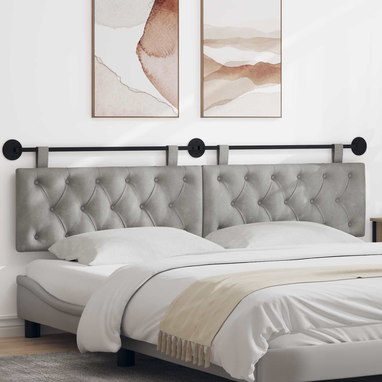 Hangend hoofdbord Lichtgrijs Fluweel is nu te koop bij PeponiXL, paradijselijk wonen!