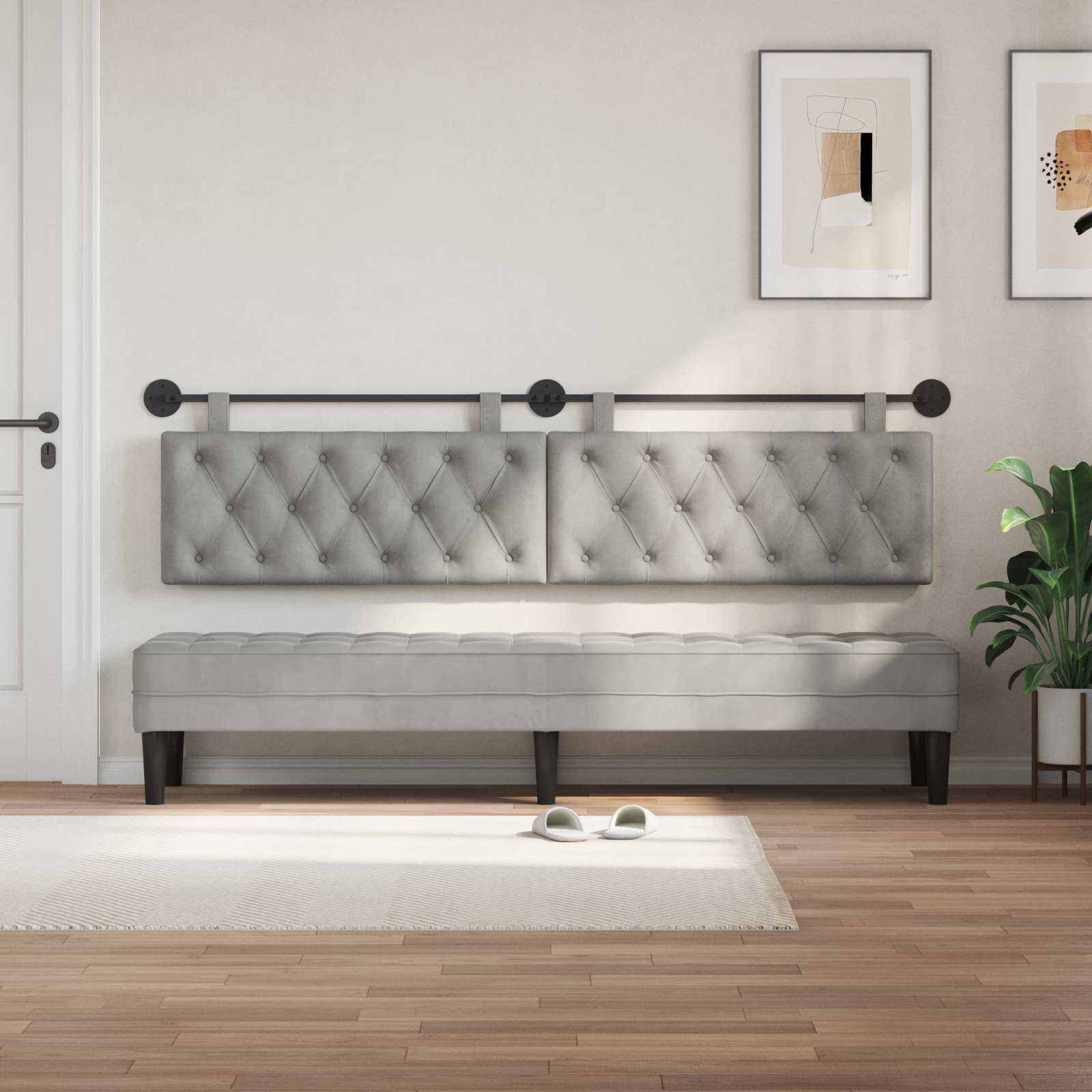 Hangend hoofdbord Lichtgrijs Fluweel is nu te koop bij PeponiXL, paradijselijk wonen!