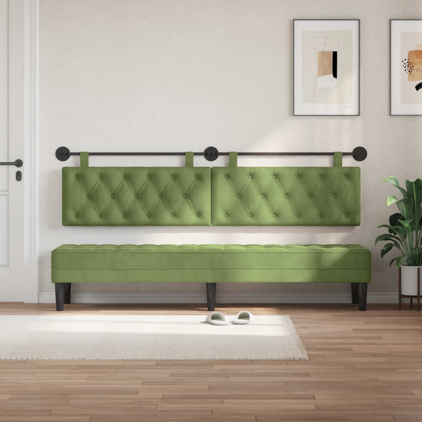 Hangend hoofdbord Lichtgroen Fluweel is nu te koop bij PeponiXL, paradijselijk wonen!