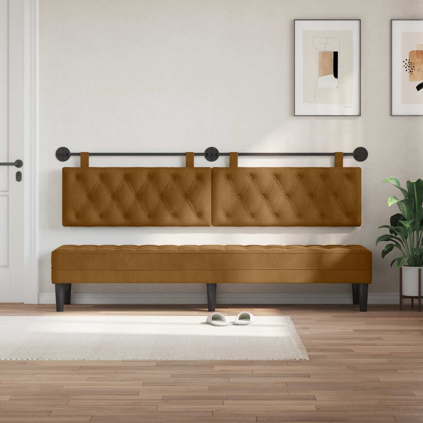 Hangend hoofdbord Bruin Fluweel is nu te koop bij PeponiXL, paradijselijk wonen!