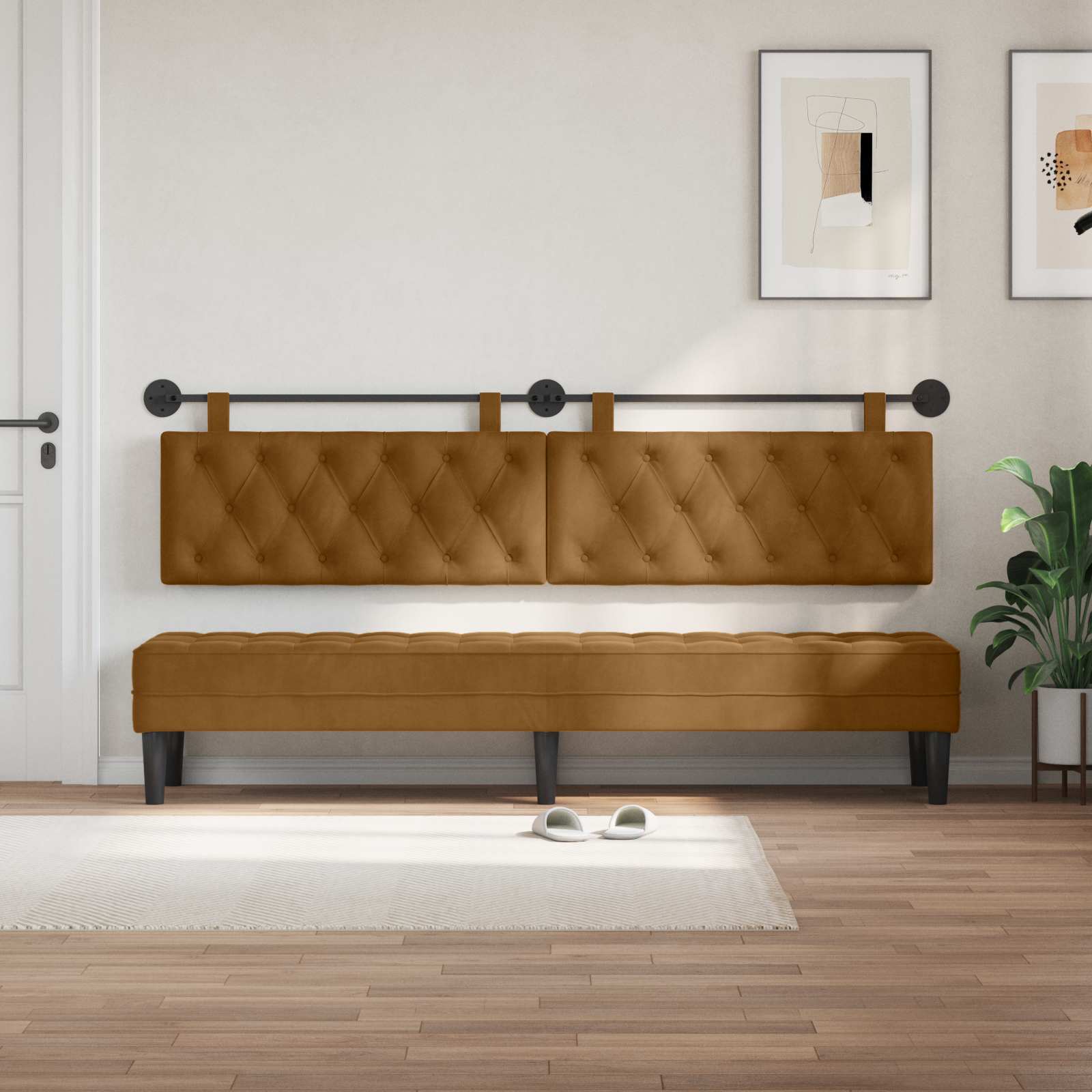 Hangend hoofdbord Bruin Fluweel is nu te koop bij PeponiXL, paradijselijk wonen!