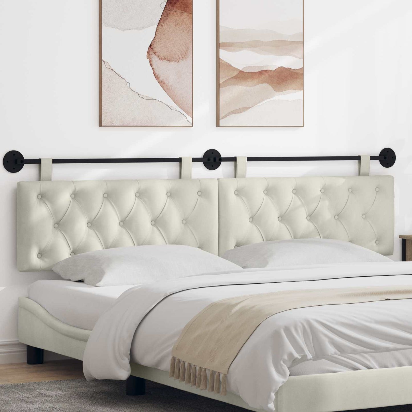 Hangend hoofdbord Crème Fluweel is nu te koop bij PeponiXL, paradijselijk wonen!