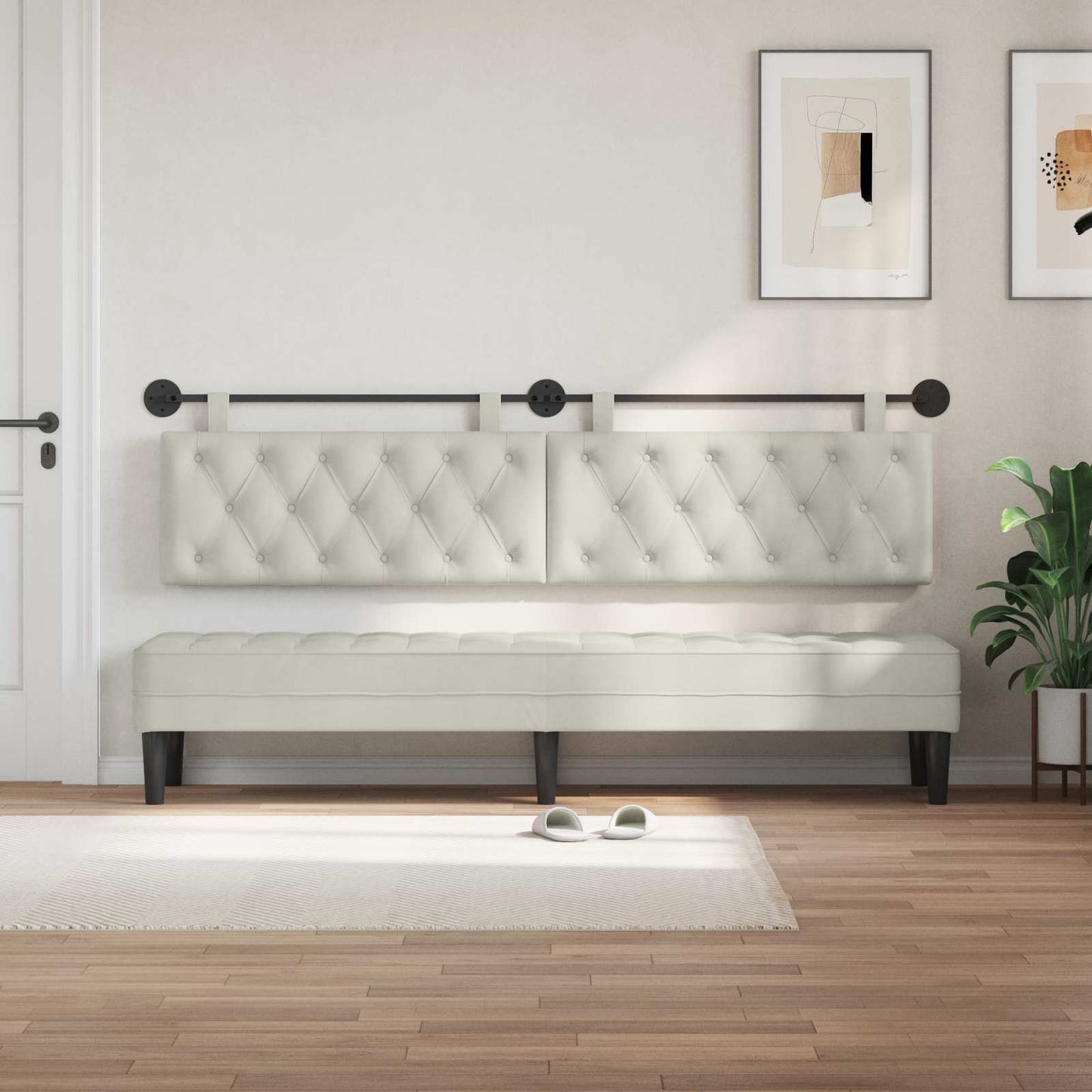 Hangend hoofdbord Crème Fluweel is nu te koop bij PeponiXL, paradijselijk wonen!