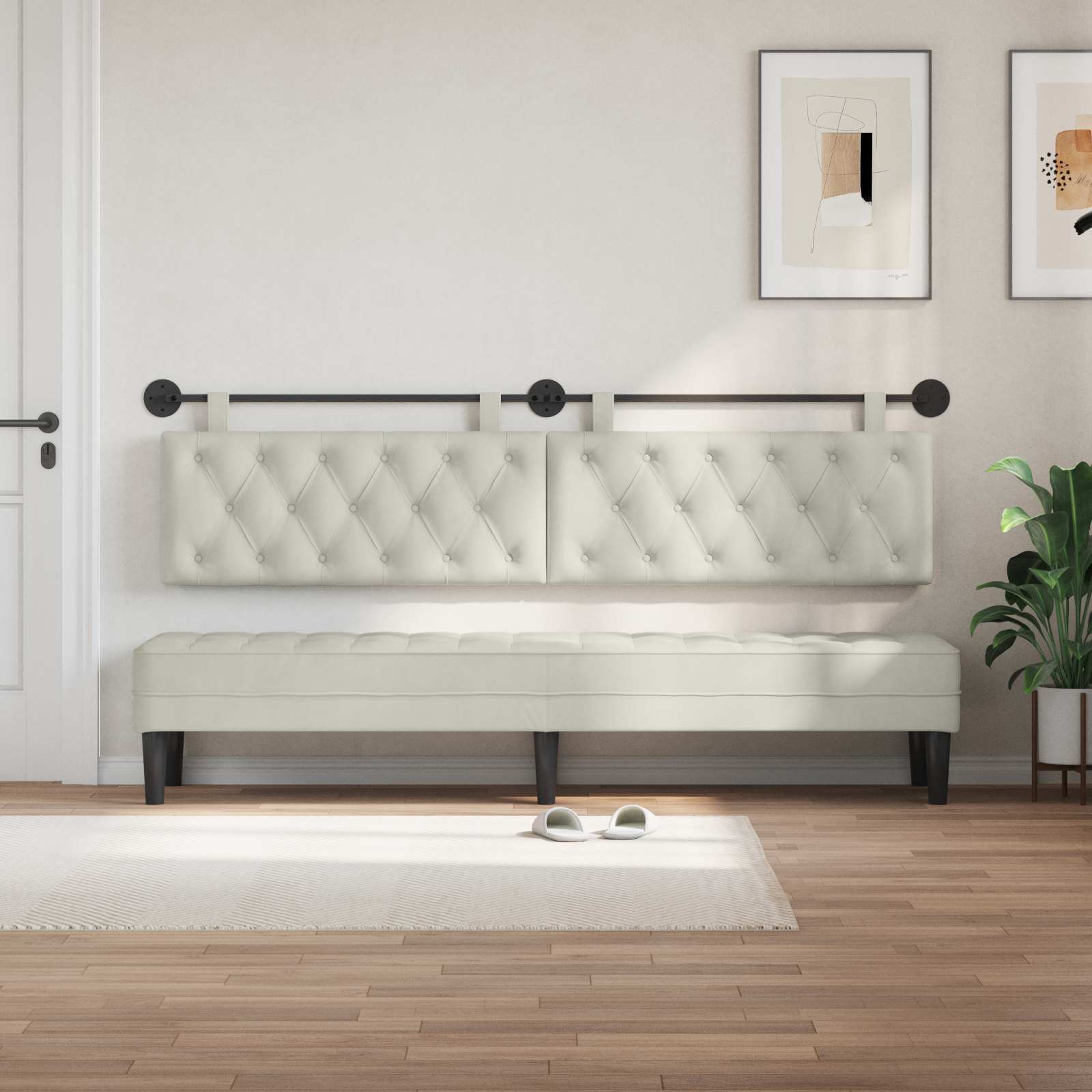 Hangend hoofdbord Crème Fluweel is nu te koop bij PeponiXL, paradijselijk wonen!