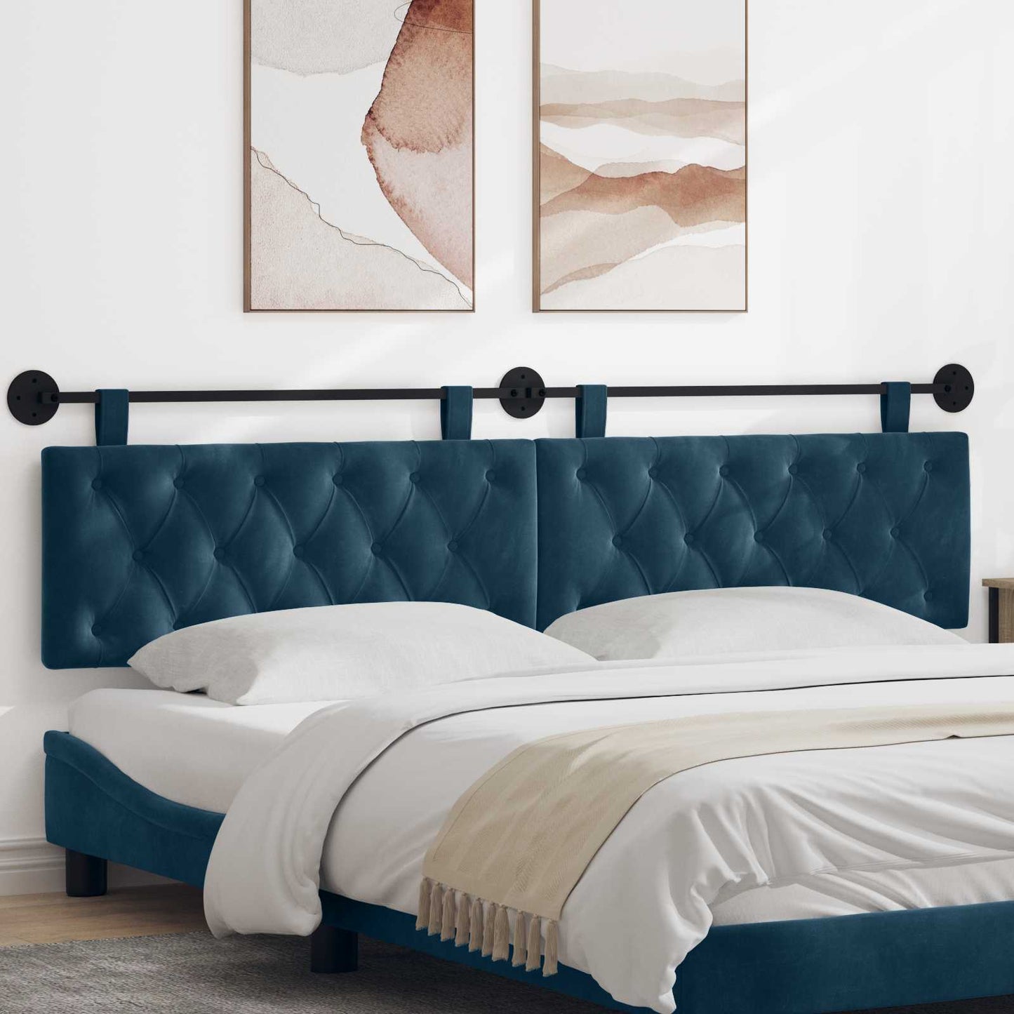 Hangend hoofdbord Blauw Fluweel is nu te koop bij PeponiXL, paradijselijk wonen!