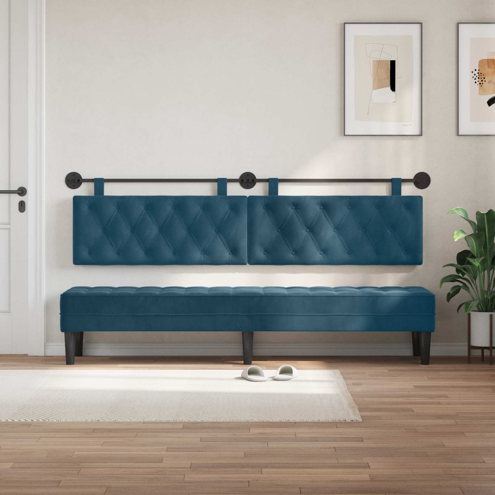 Hangend hoofdbord Blauw Fluweel is nu te koop bij PeponiXL, paradijselijk wonen!