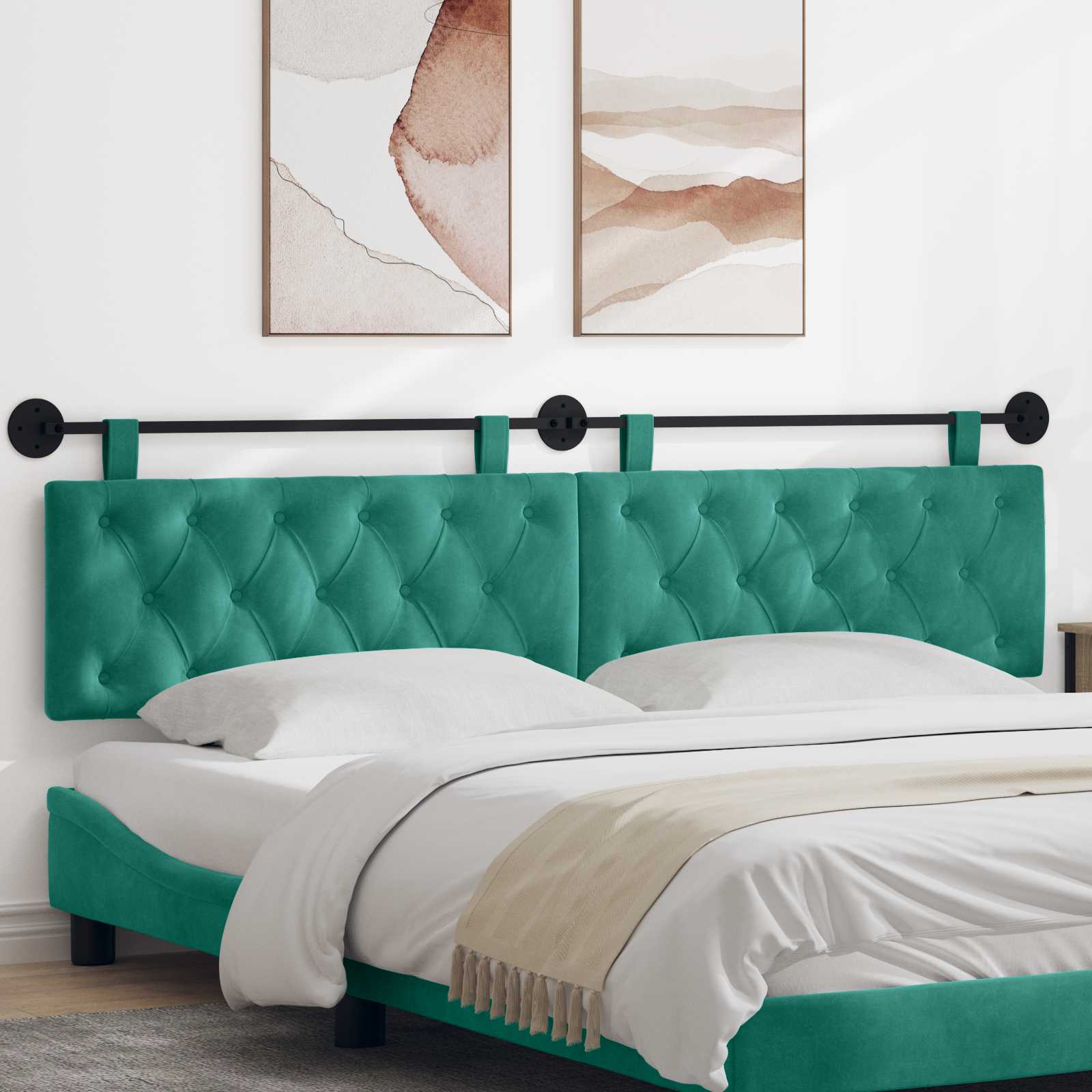Hangend hoofdbord Turquoise Fluweel is nu te koop bij PeponiXL, paradijselijk wonen!