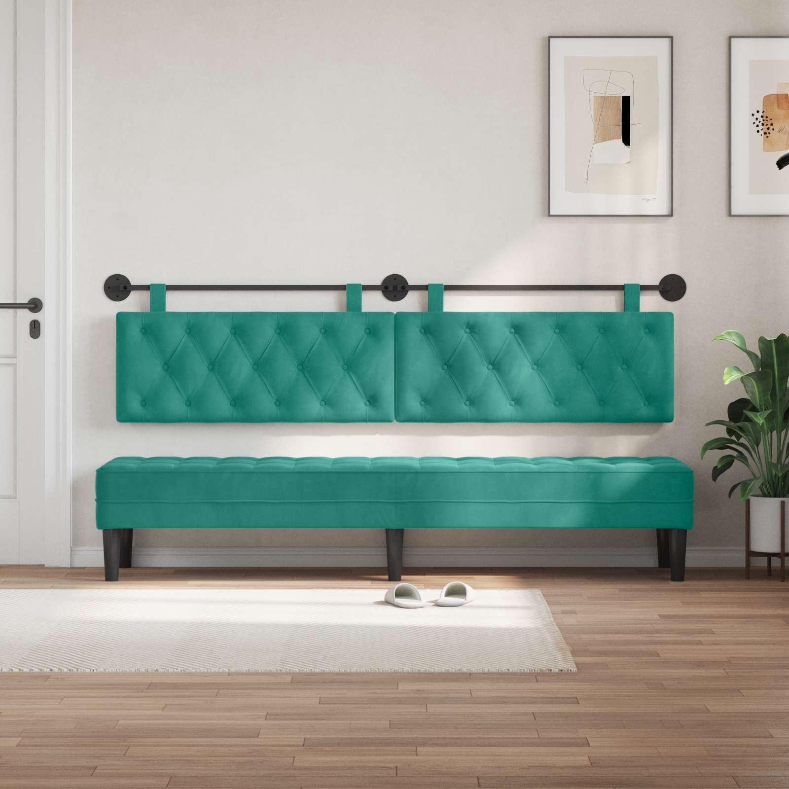 Hangend hoofdbord Turquoise Fluweel is nu te koop bij PeponiXL, paradijselijk wonen!