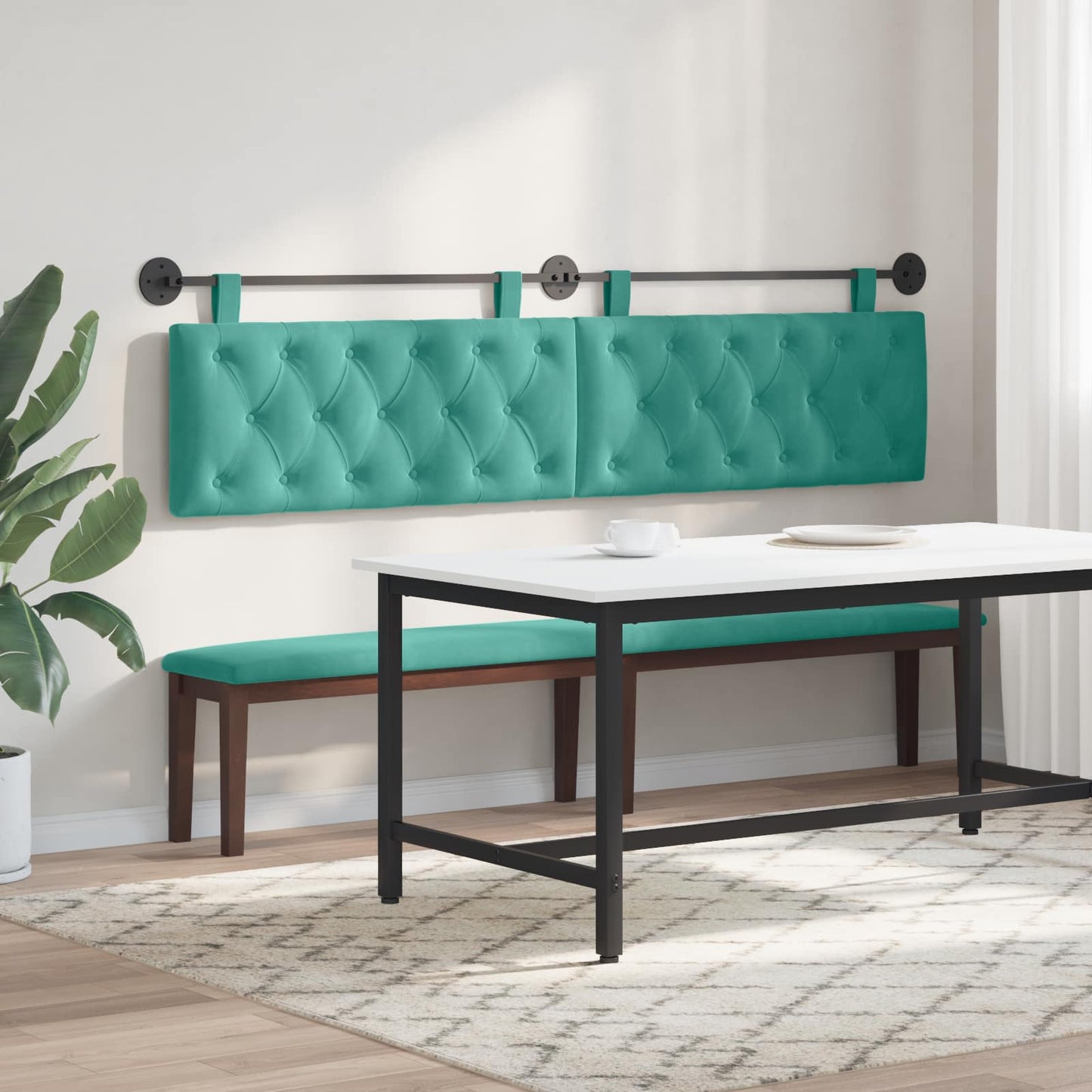 Hangend hoofdbord Turquoise Fluweel is nu te koop bij PeponiXL, paradijselijk wonen!
