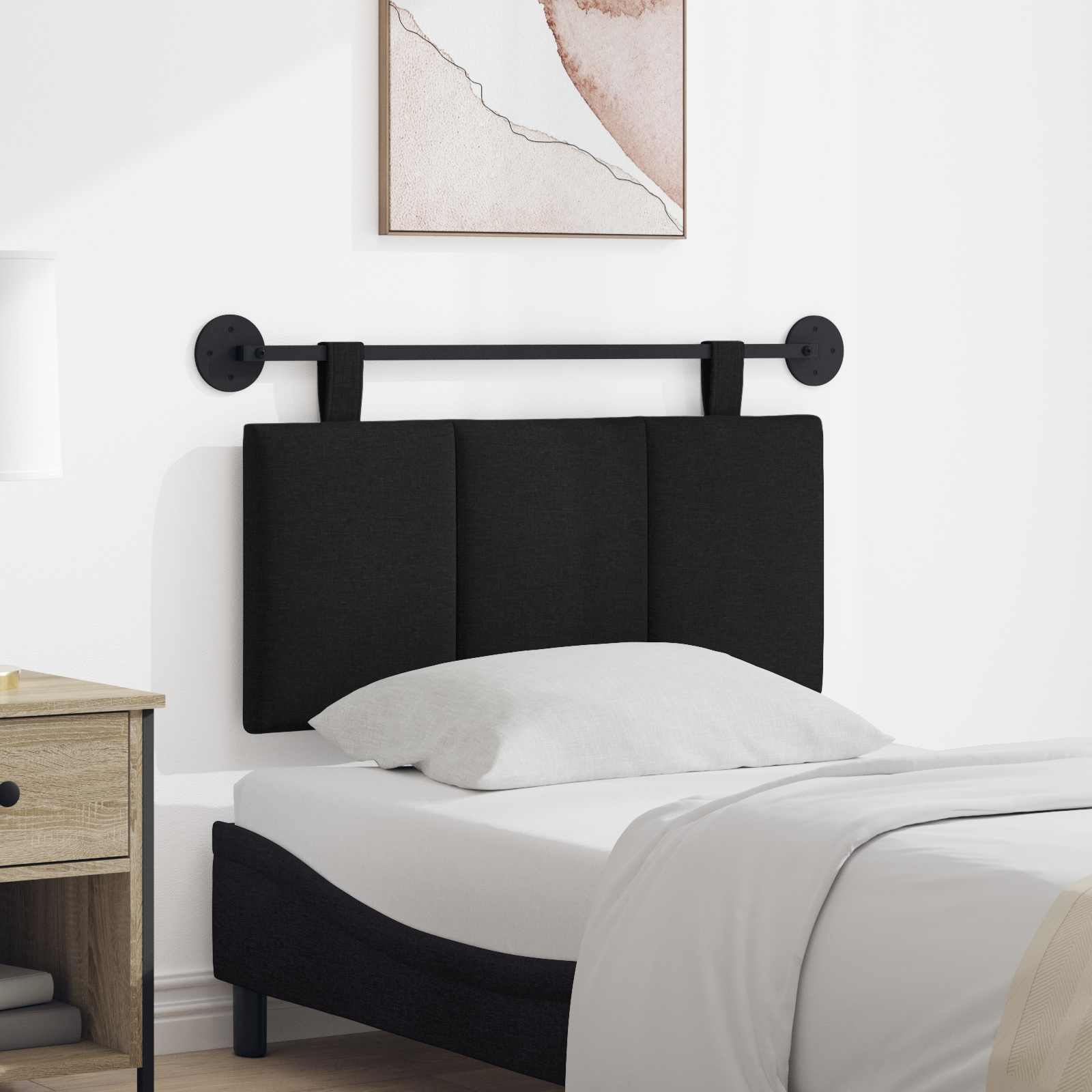 Hangend hoofdbord Zwart Stof is nu te koop bij PeponiXL, paradijselijk wonen!