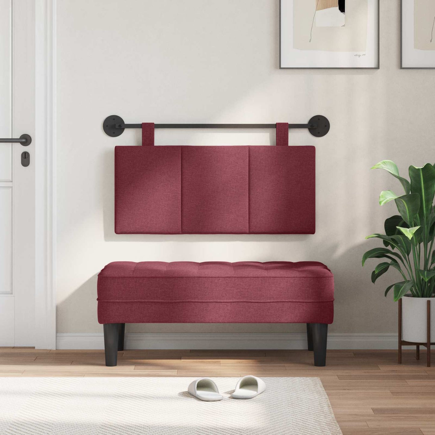Hangend Hoofdeinde Wandgemonteerd Wijnrood 90 x 55 x 5 cm Stof is nu te koop bij PeponiXL, paradijselijk wonen!