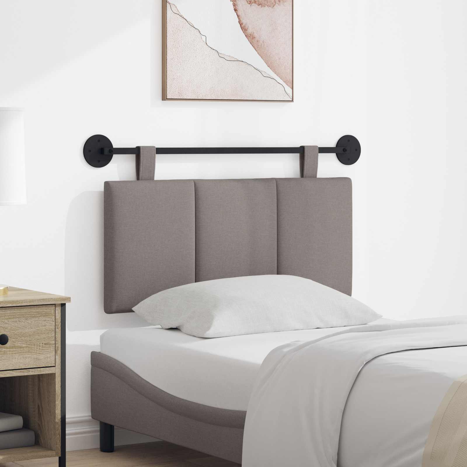Hangend hoofdbord Taupe Stof is nu te koop bij PeponiXL, paradijselijk wonen!