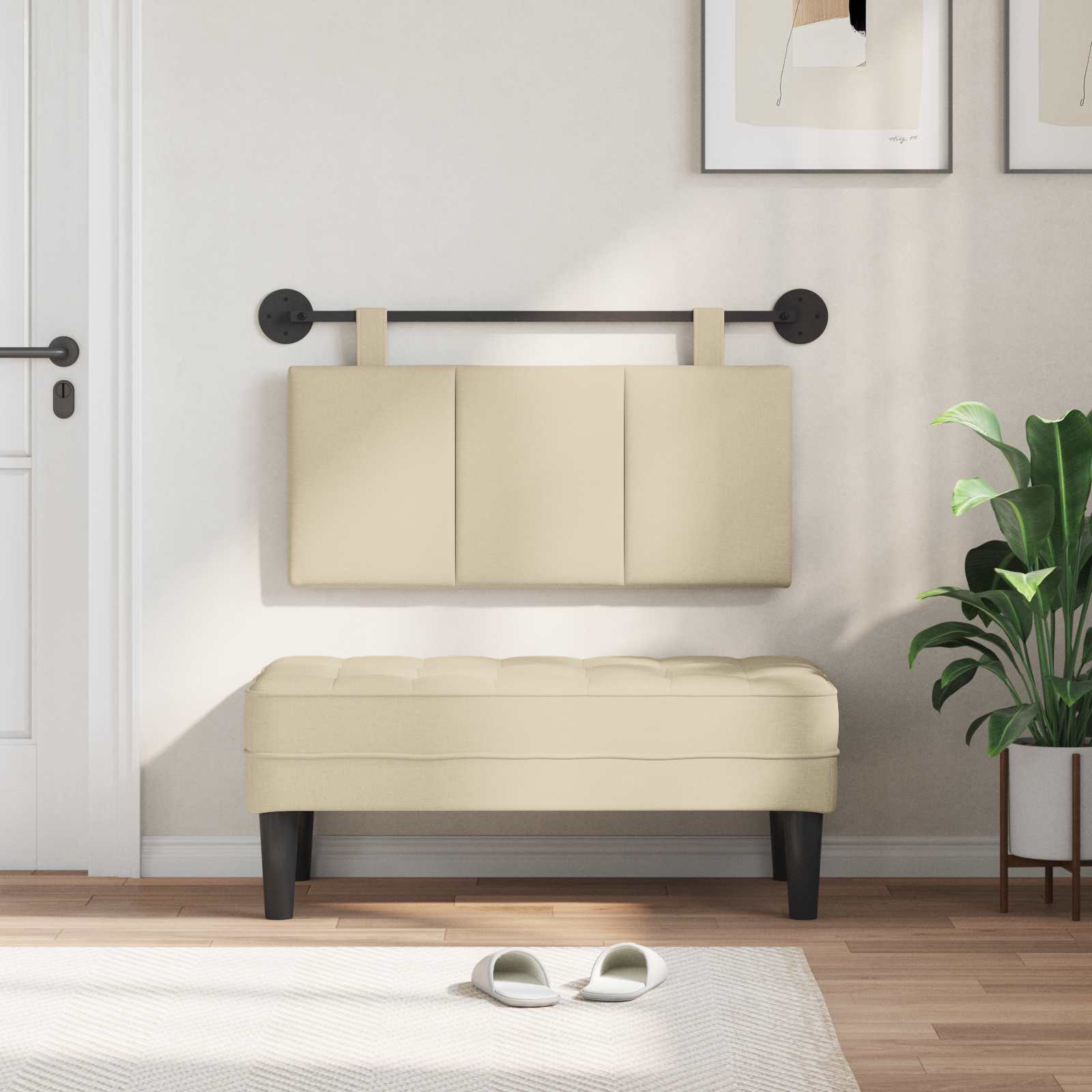 Hangend Hoofdeinde Wandgemonteerd Crème 90 x 55 x 5 cm Stof is nu te koop bij PeponiXL, paradijselijk wonen!