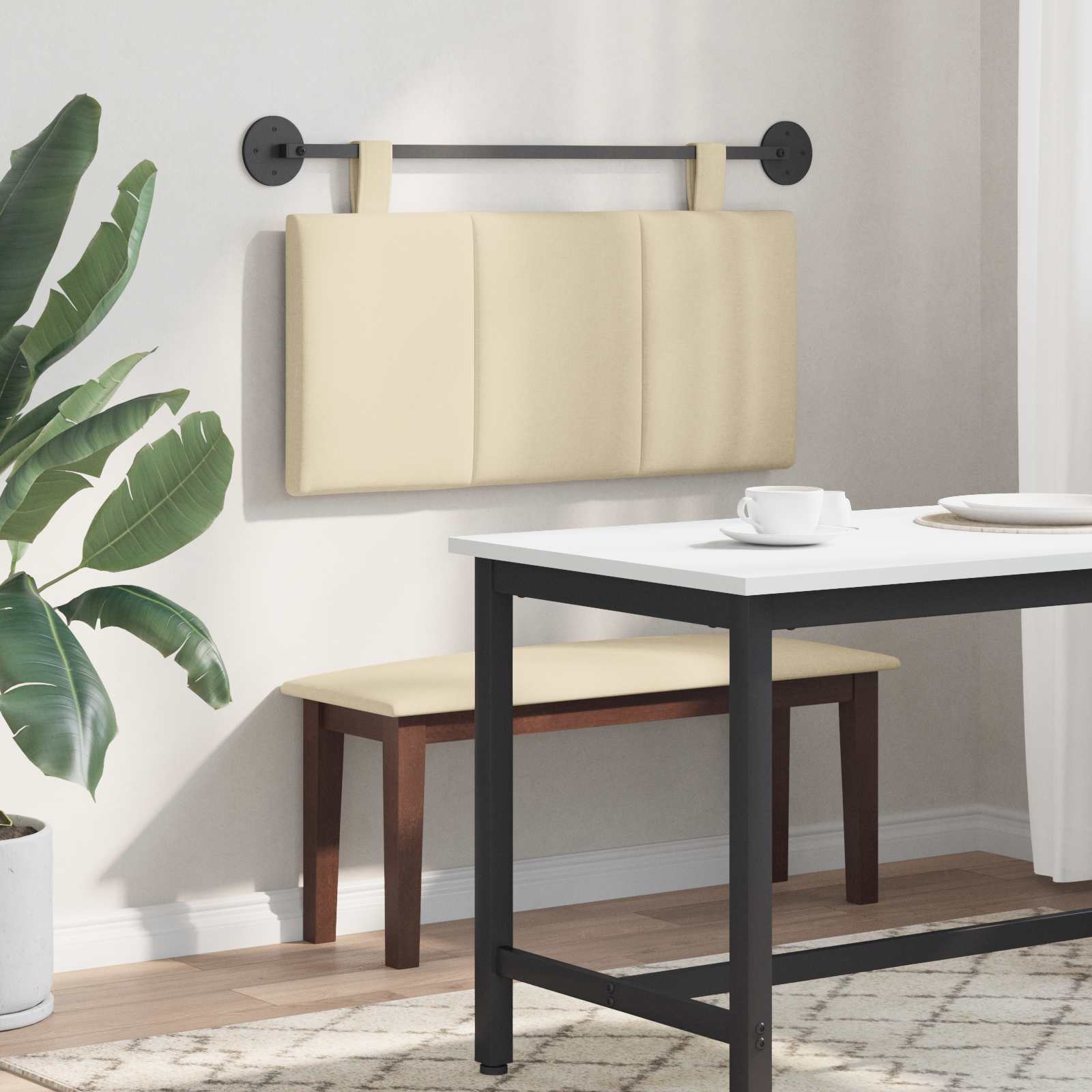 Hangend Hoofdeinde Wandgemonteerd Crème 90 x 55 x 5 cm Stof is nu te koop bij PeponiXL, paradijselijk wonen!