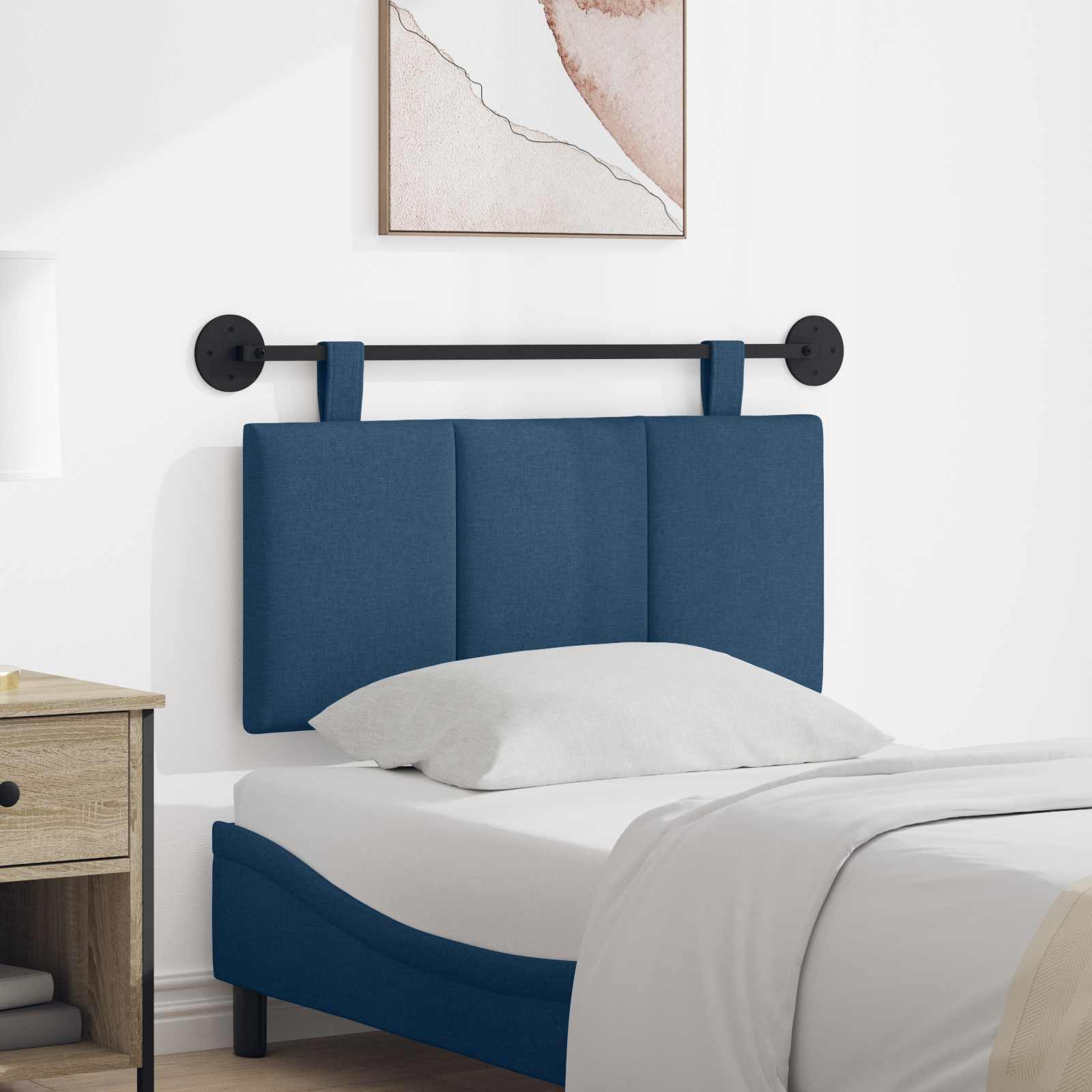 Hangend hoofdbord Blauw Stof is nu te koop bij PeponiXL, paradijselijk wonen!