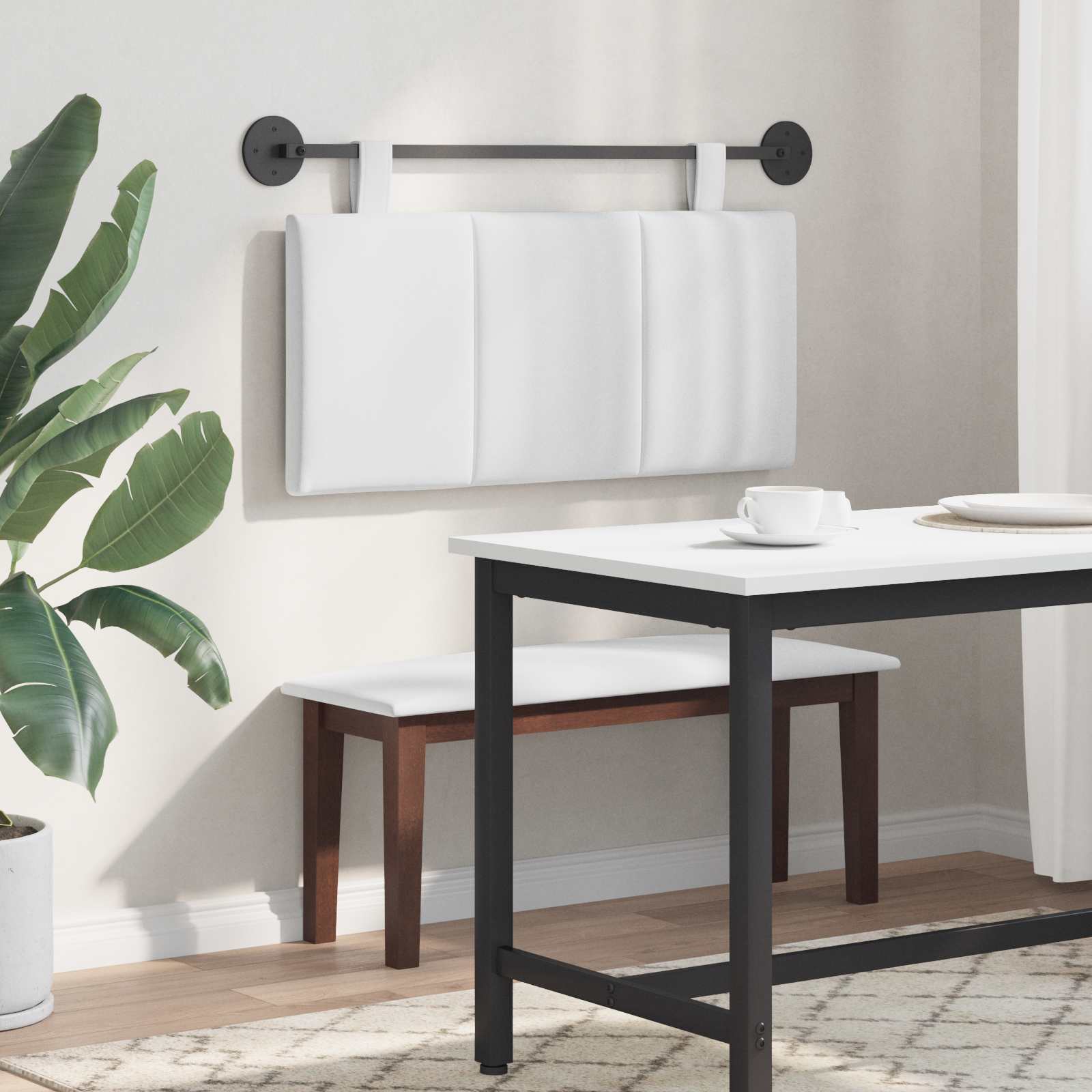 Hangend Hoofdeinde Wandgemonteerd Wit 100 x 55 x 5 cm Stof is nu te koop bij PeponiXL, paradijselijk wonen!