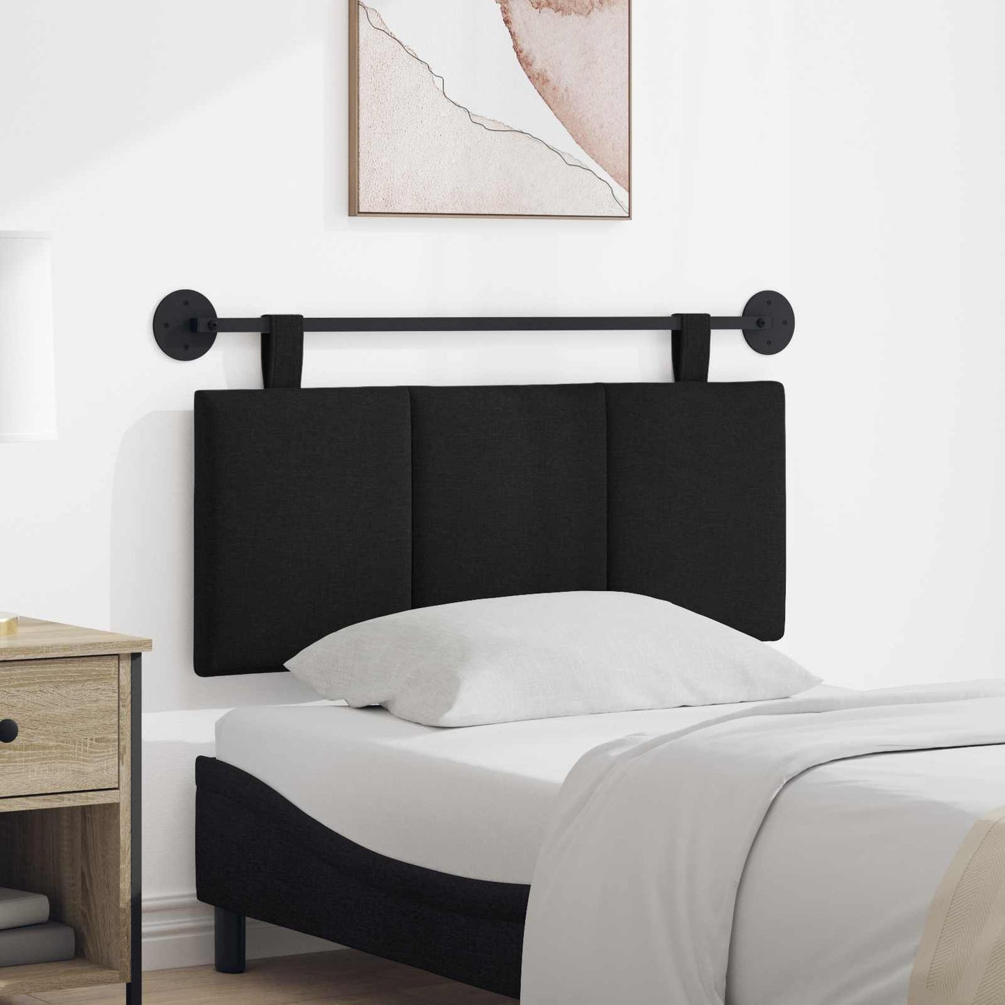 Hangend hoofdbord Zwart Stof is nu te koop bij PeponiXL, paradijselijk wonen!
